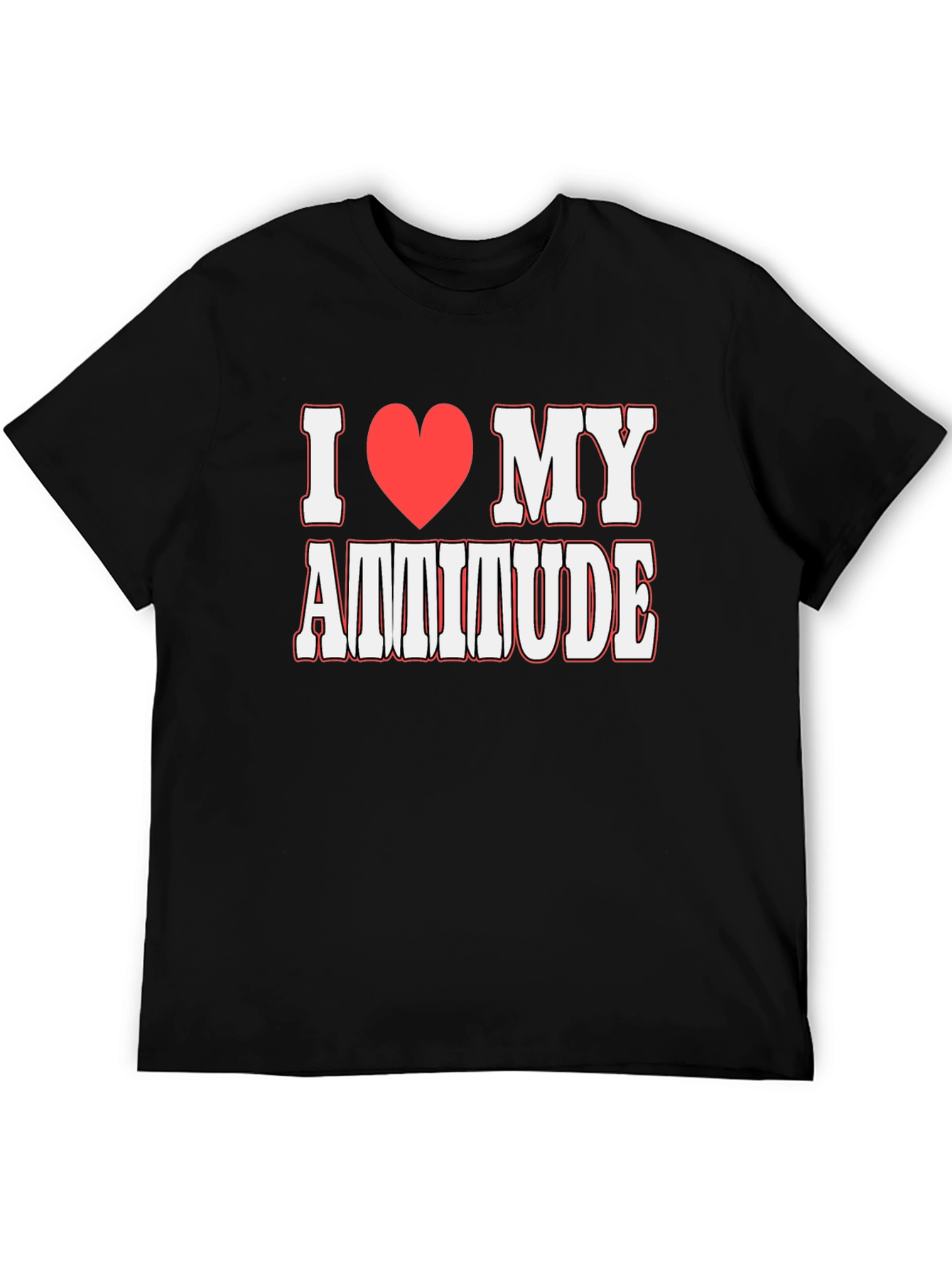 I Heart My Attitude Graphic T-Shirt - Black