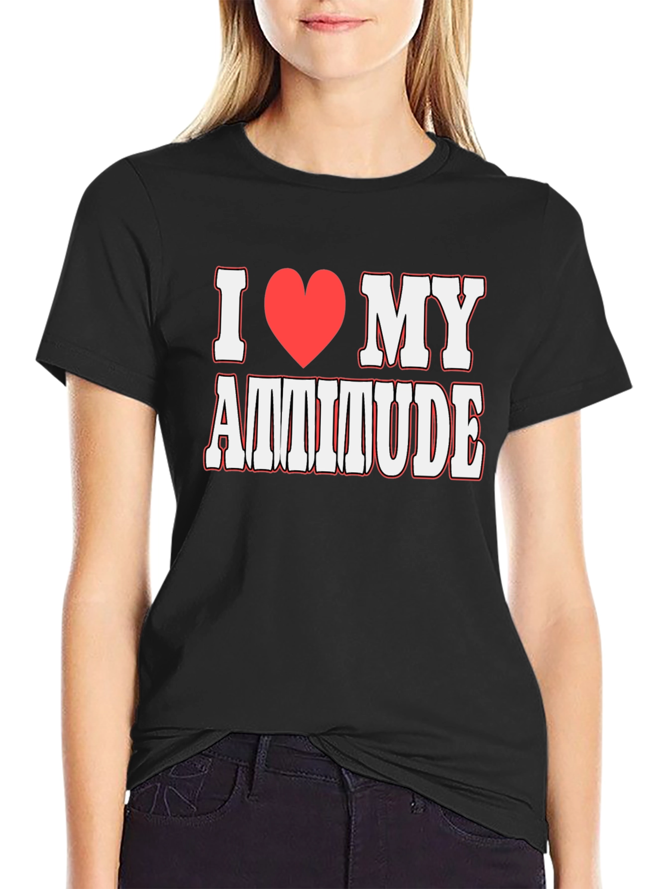 I Heart My Attitude Graphic T-Shirt - Black