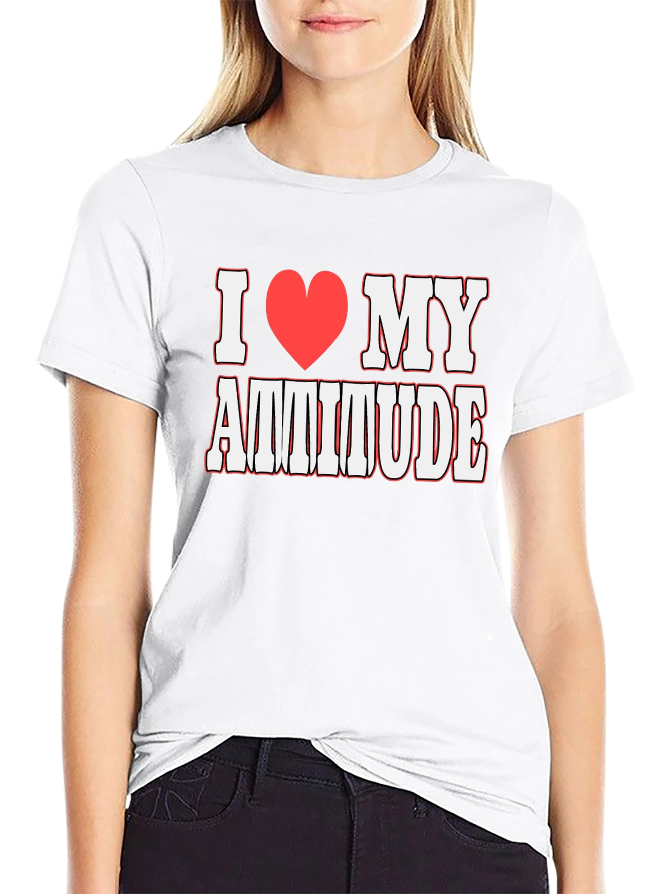 I Heart My Attitude Graphic T-Shirt - Black