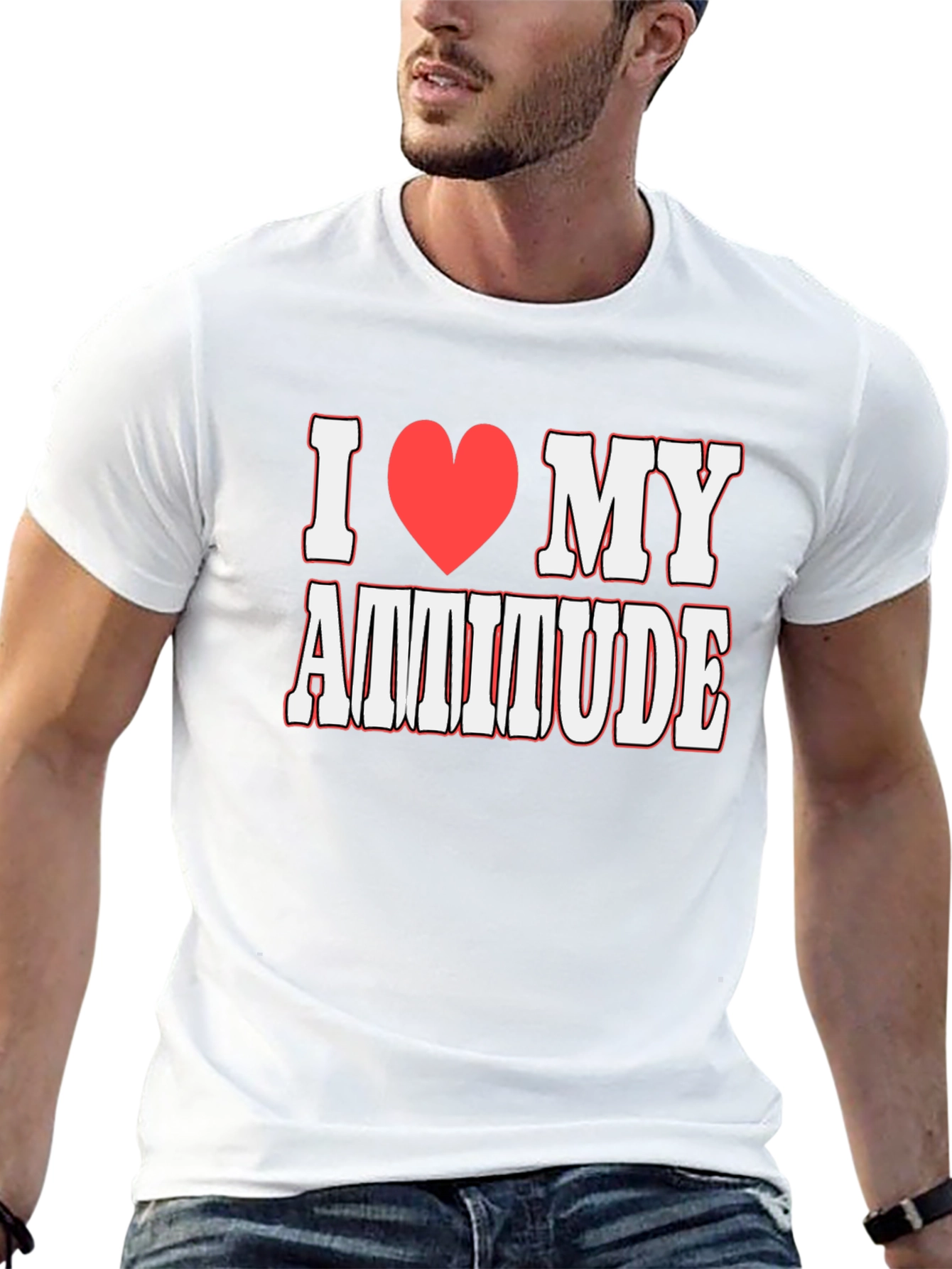 I Heart My Attitude Graphic T-Shirt - Black