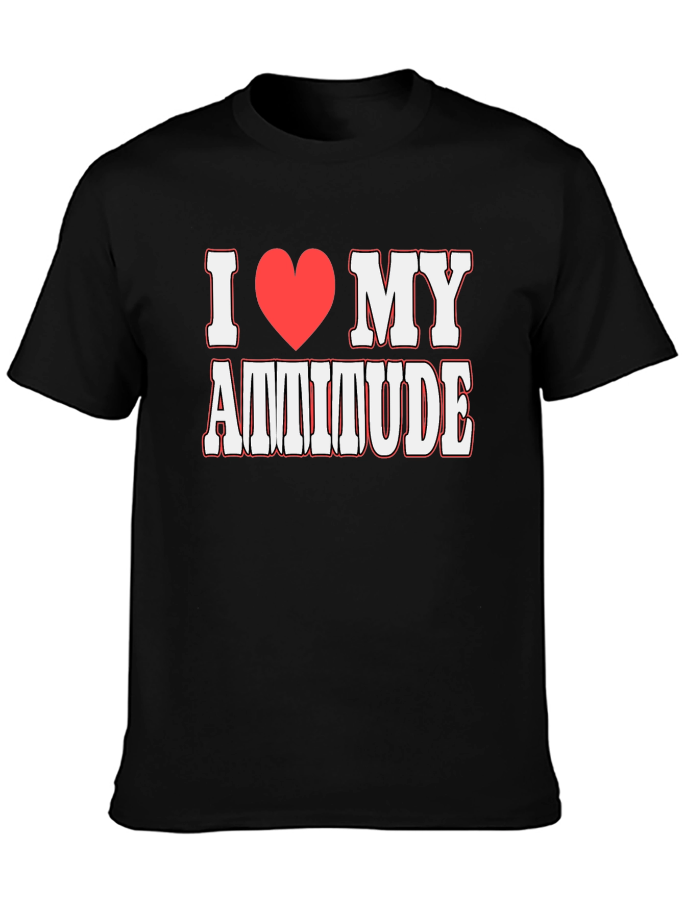 I Heart My Attitude Graphic T-Shirt - Black