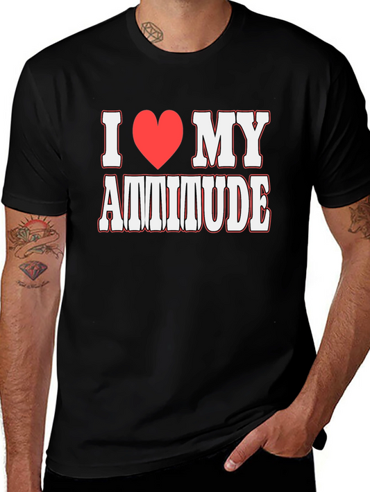 I Heart My Attitude Graphic T-Shirt - Black