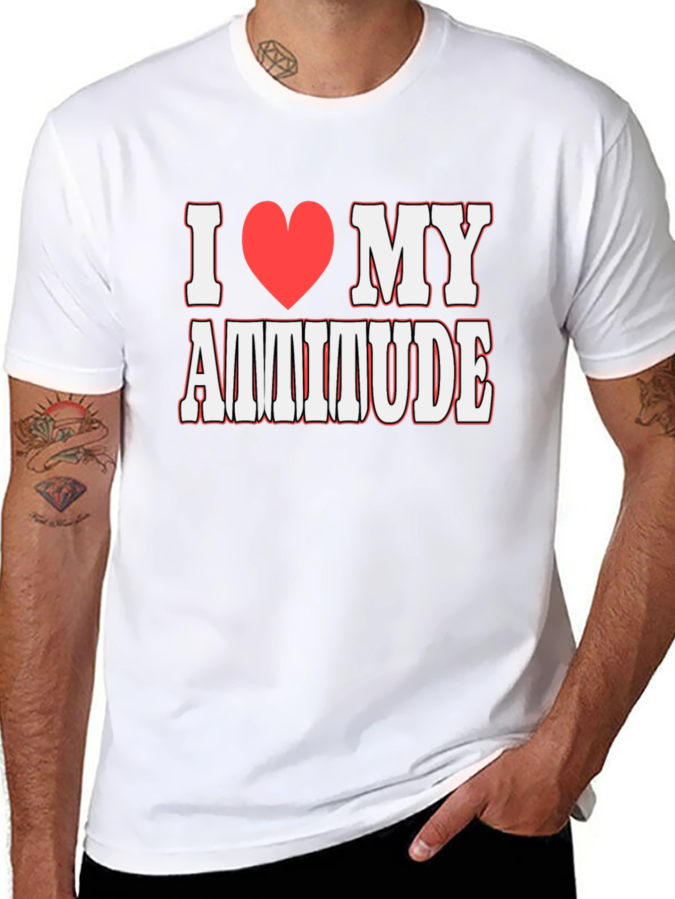I Heart My Attitude Graphic T-Shirt - Black