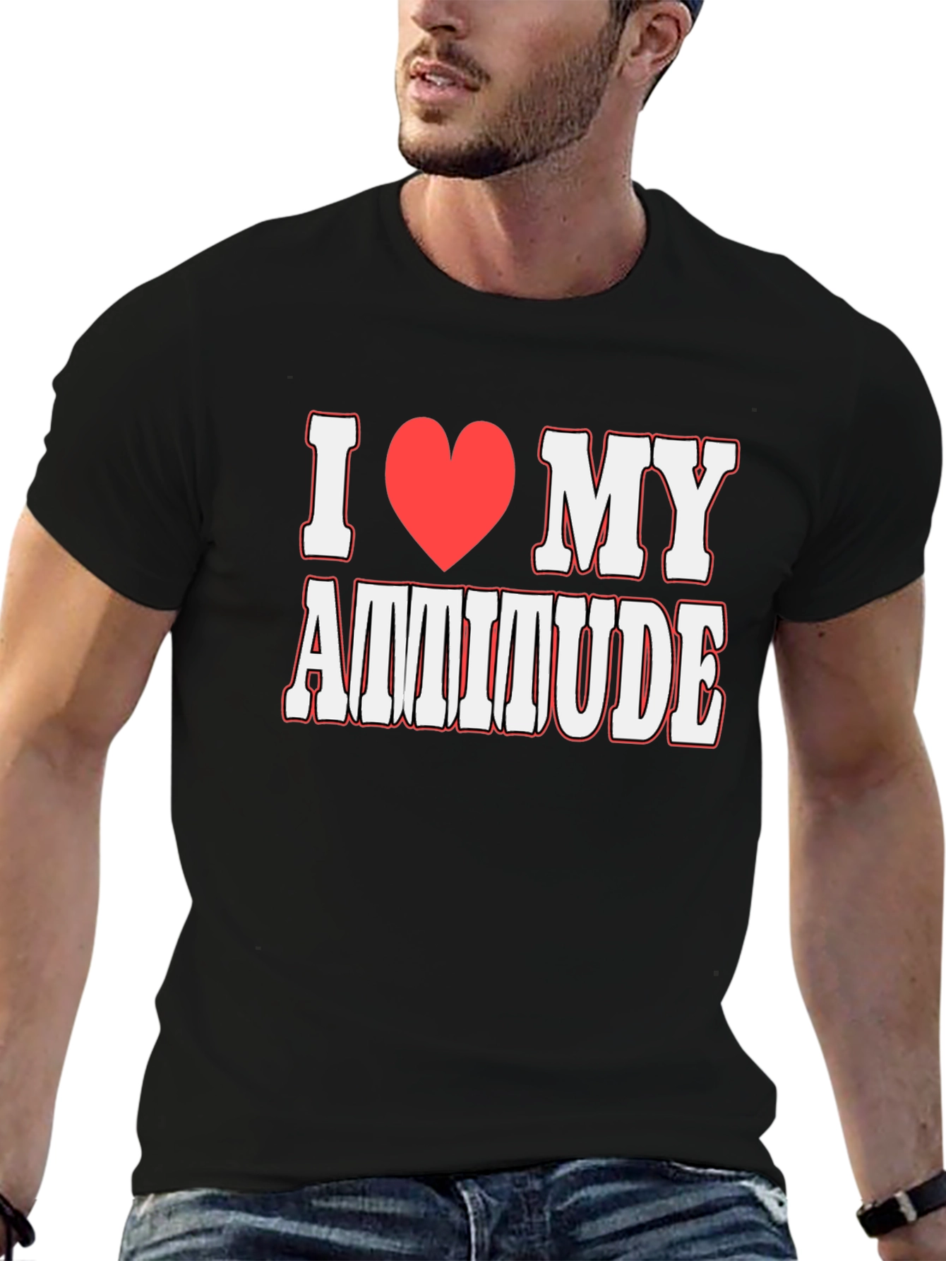 I Heart My Attitude Graphic T-Shirt - Black