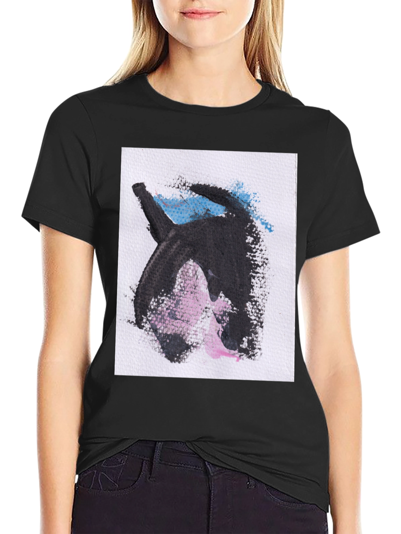 Abstract Graphic Print Black Casual T-Shirt