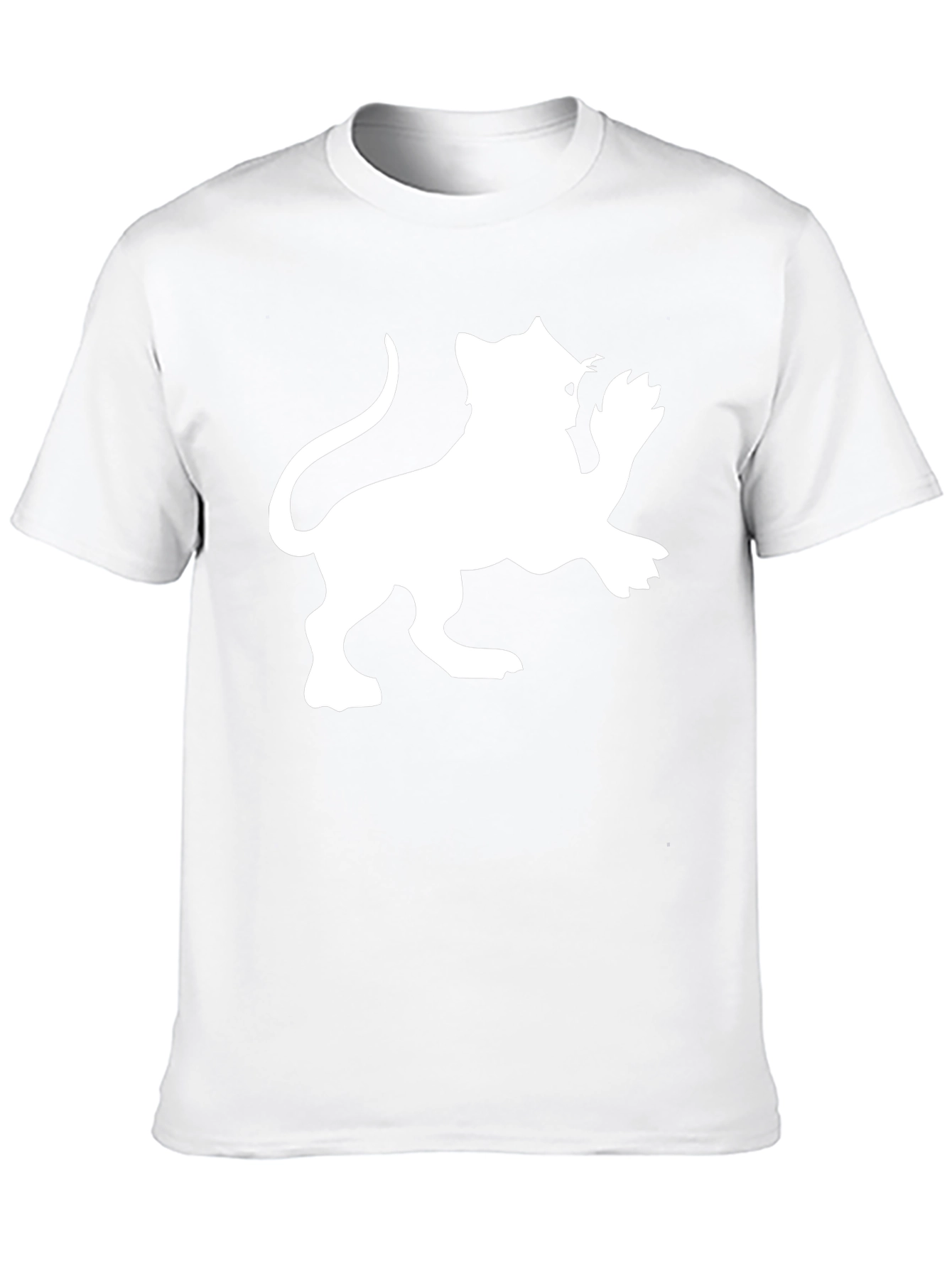 Black Tee with White Lion Graphic Print