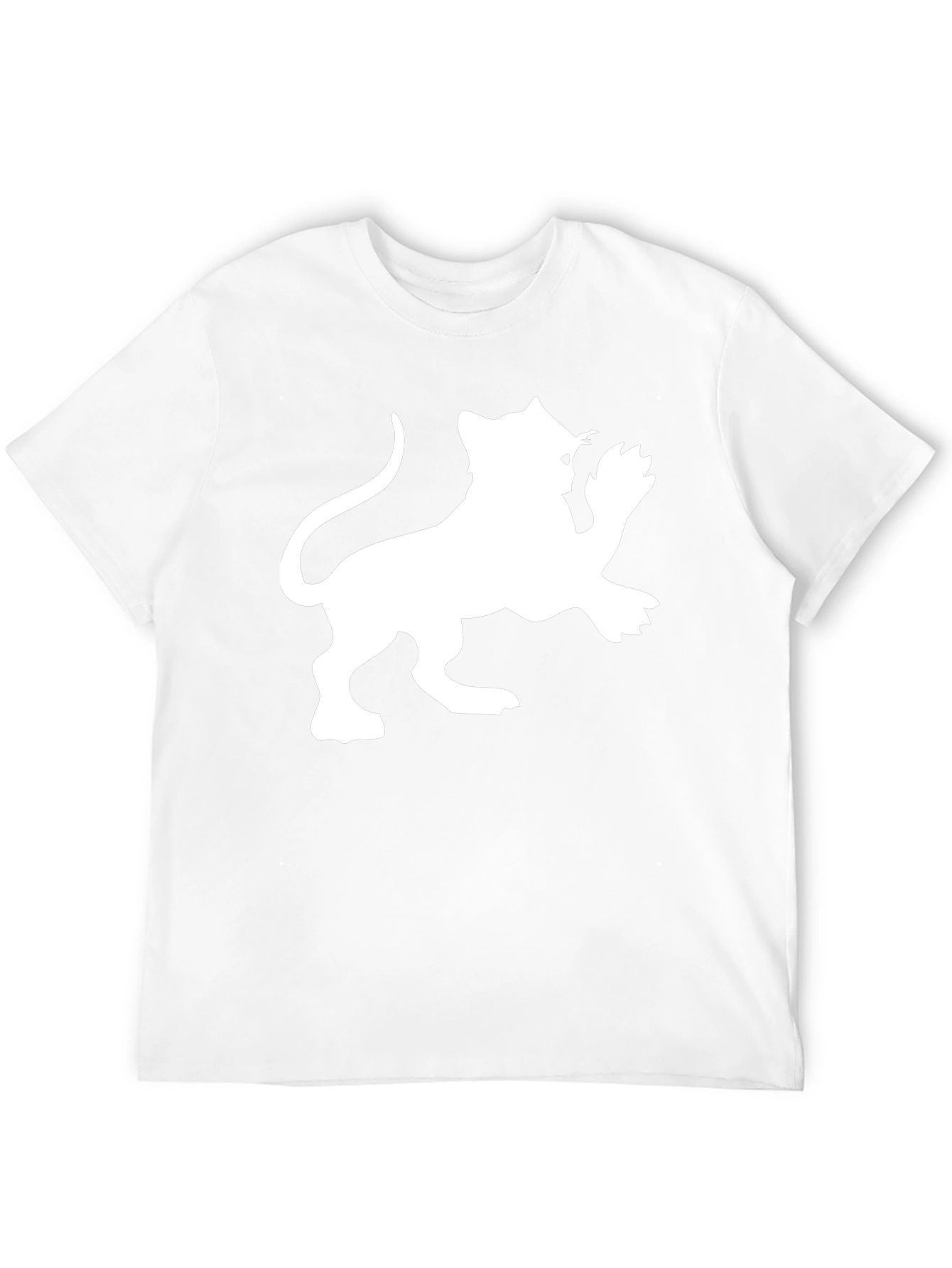 Black Tee with White Lion Graphic Print