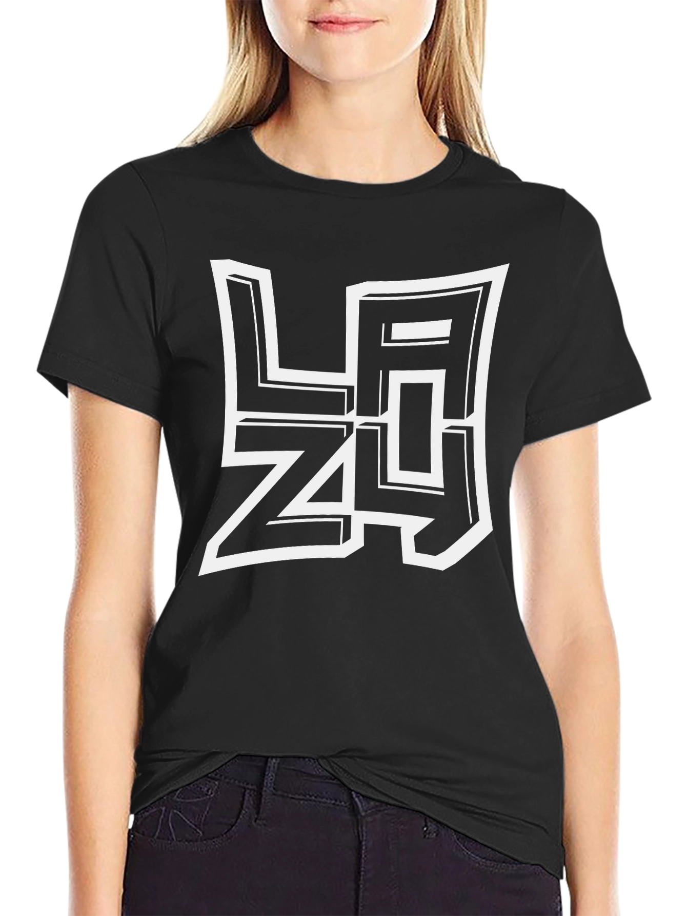 Lazy Graphic T-Shirt - Black Casual Tee