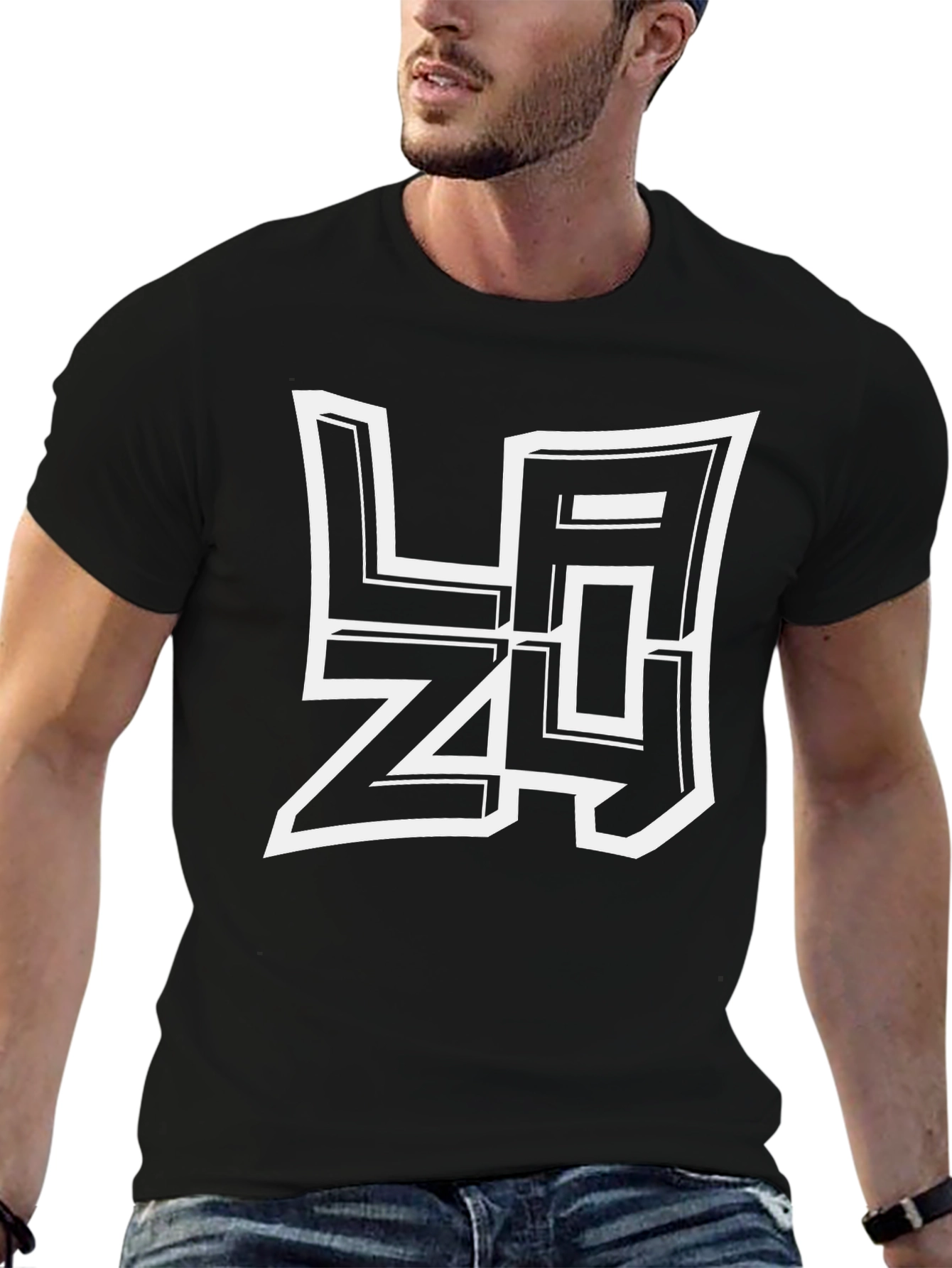 Lazy Graphic T-Shirt - Black Casual Tee