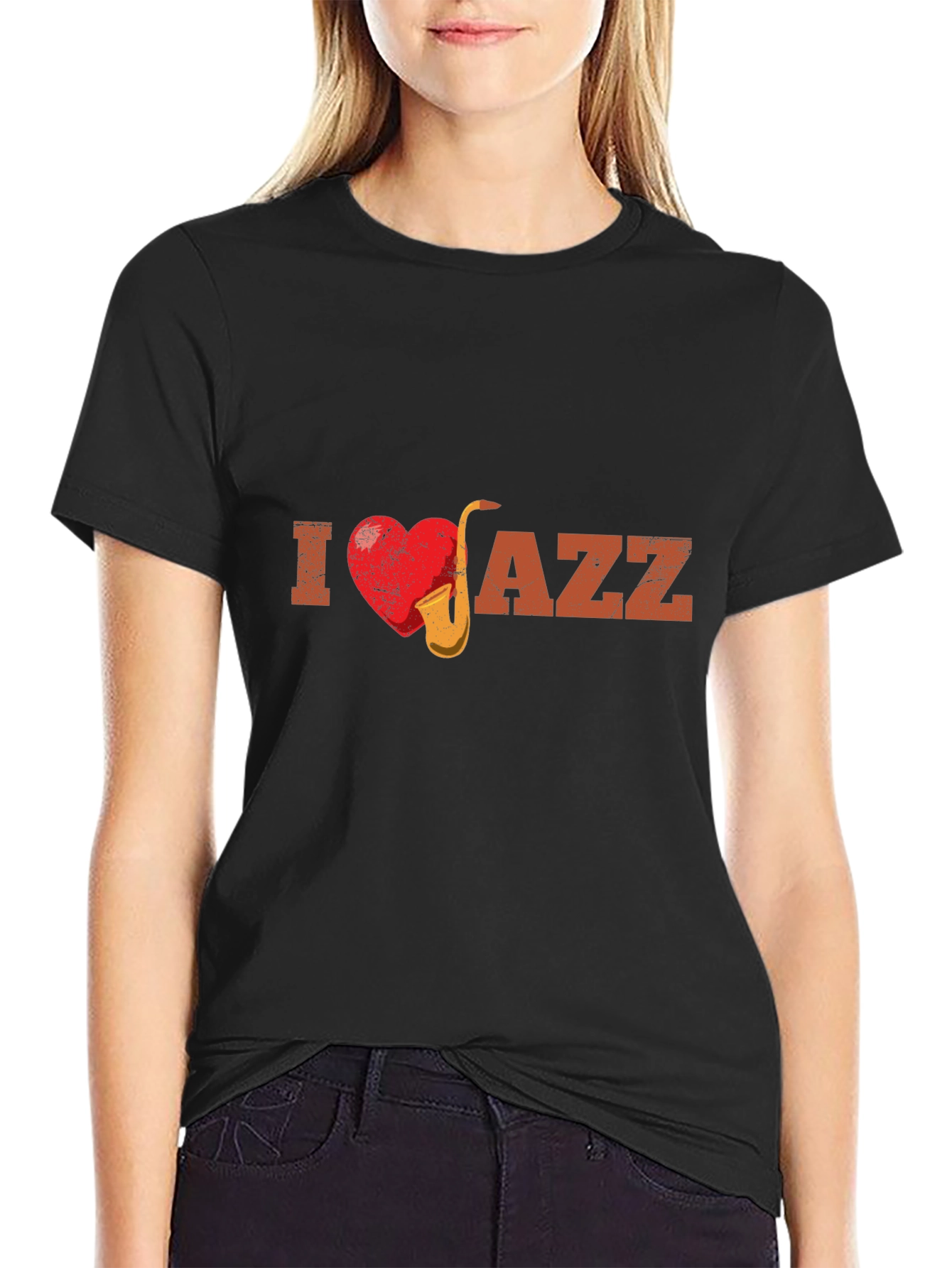I Heart Jazz Music Graphic Print Tee