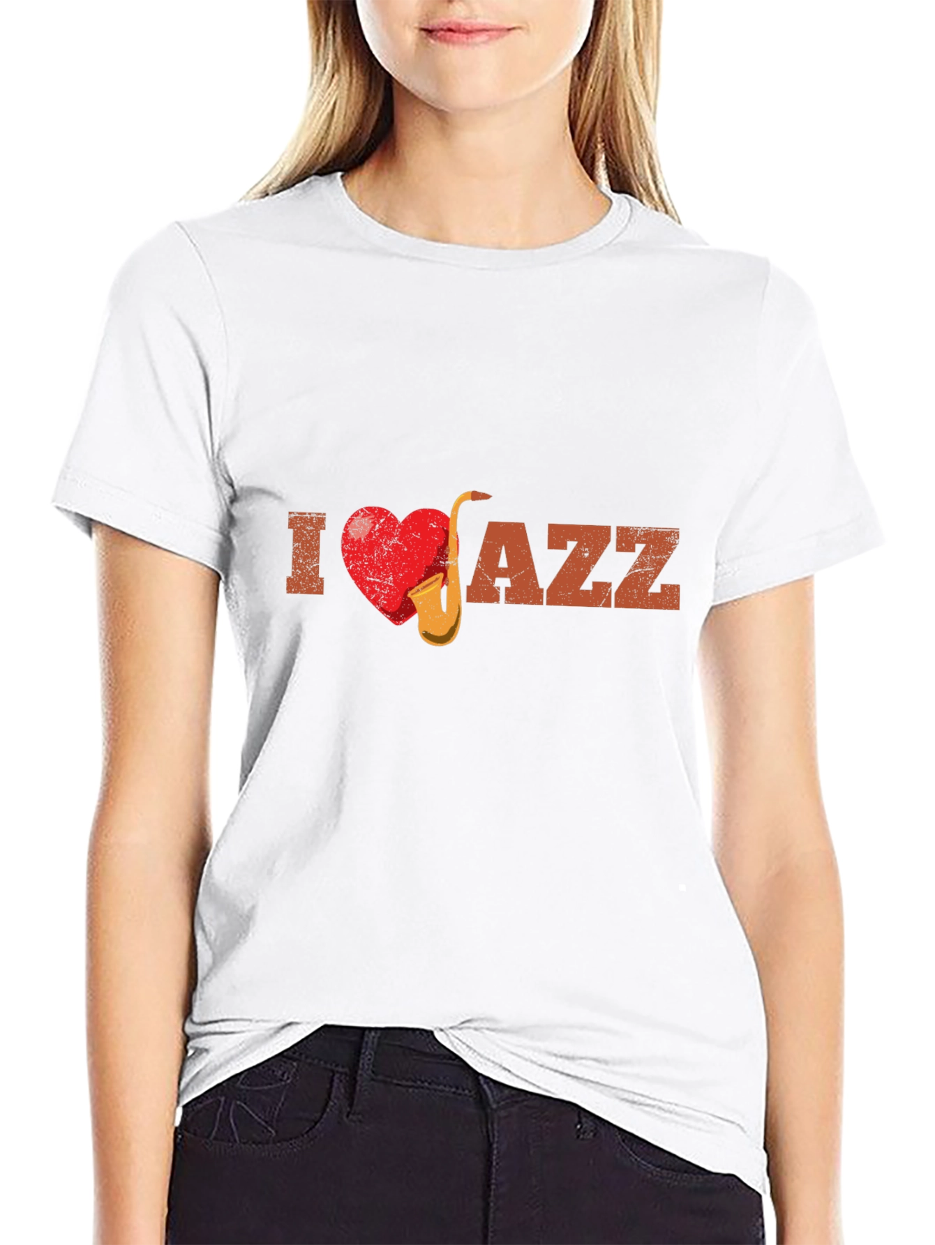 I Heart Jazz Music Graphic Print Tee