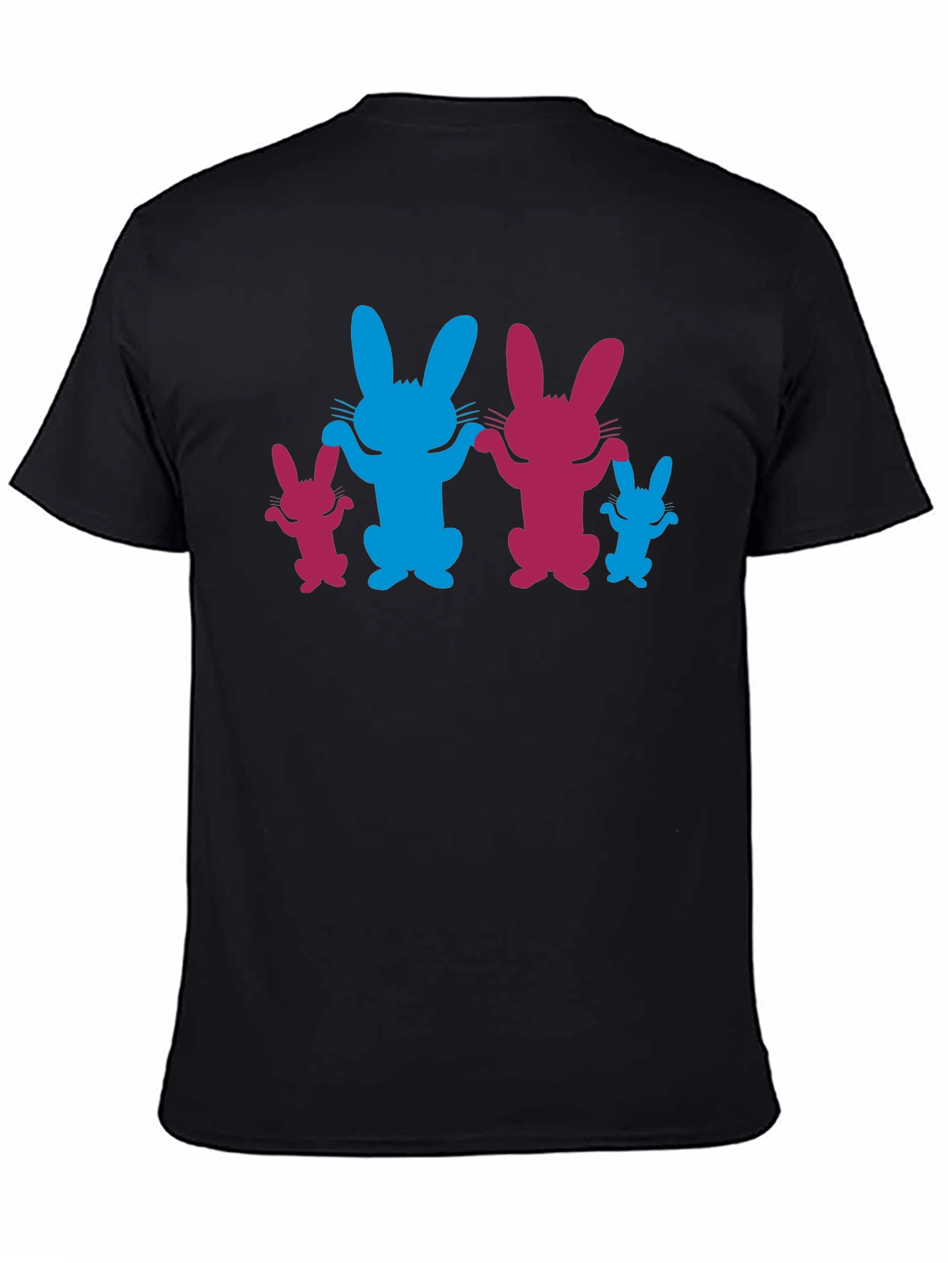 Bunny Family Graphic Tee - Black Cotton Blend