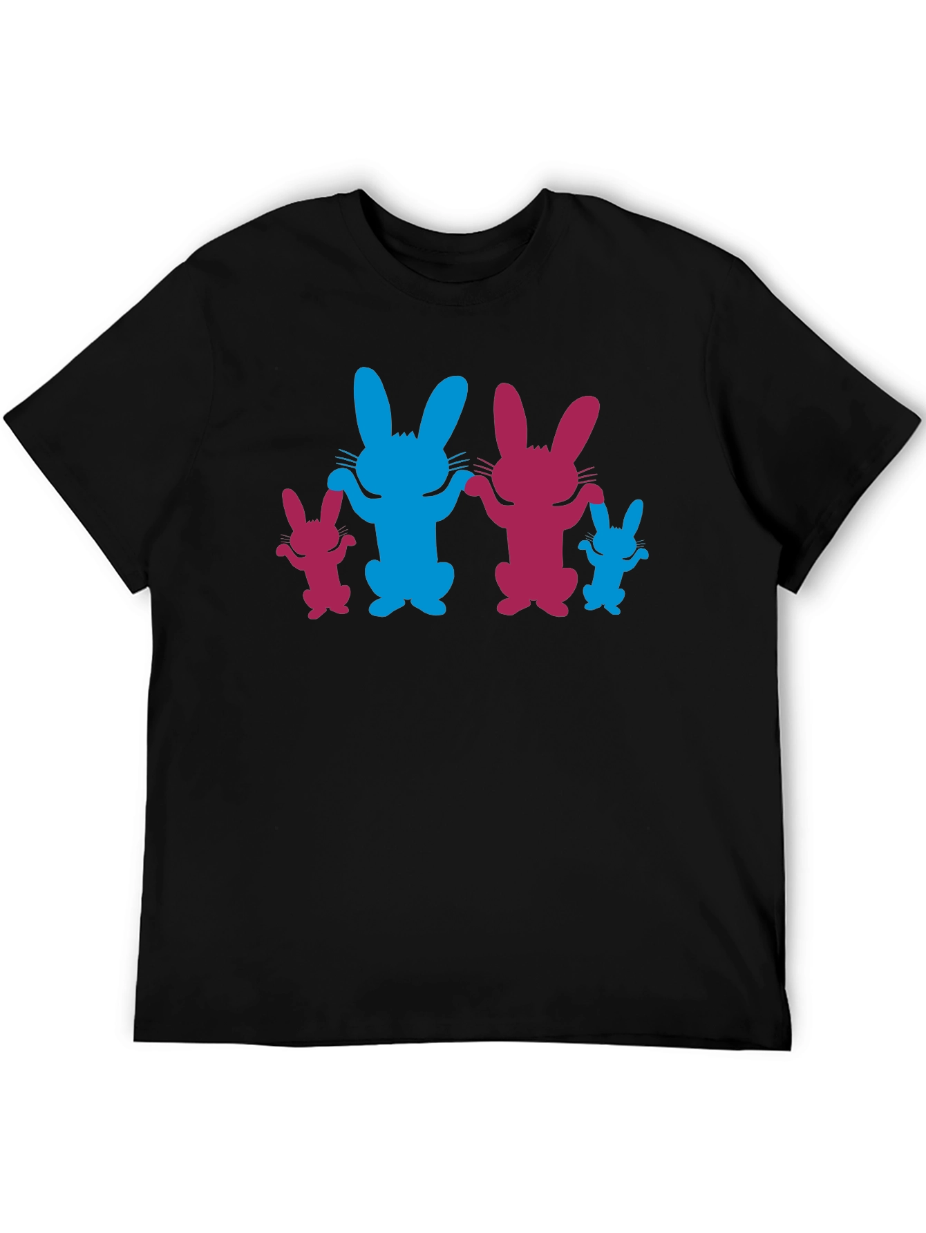 Bunny Family Graphic Tee - Black Cotton Blend