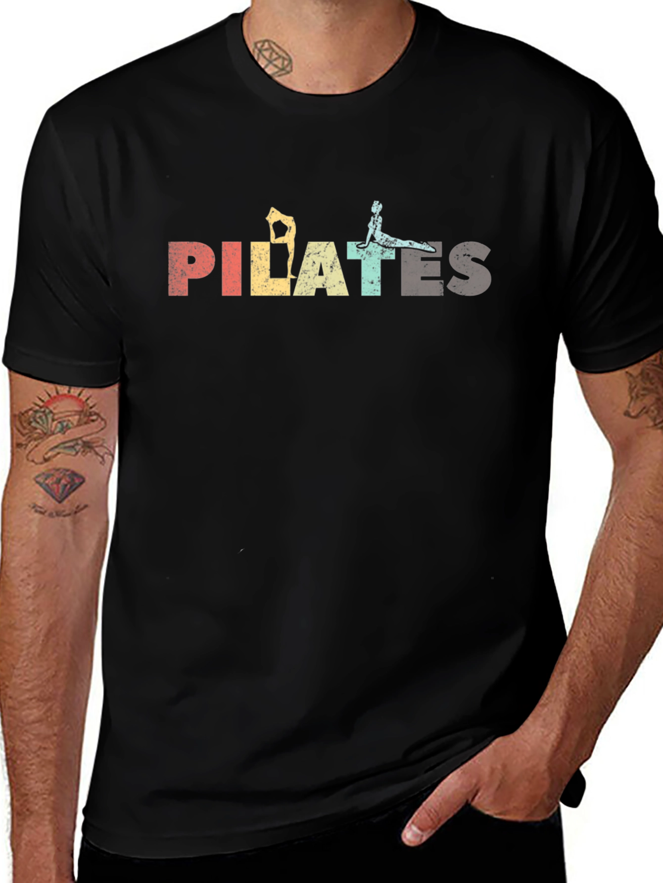 Pilates Retro Graphic T-Shirt - Black