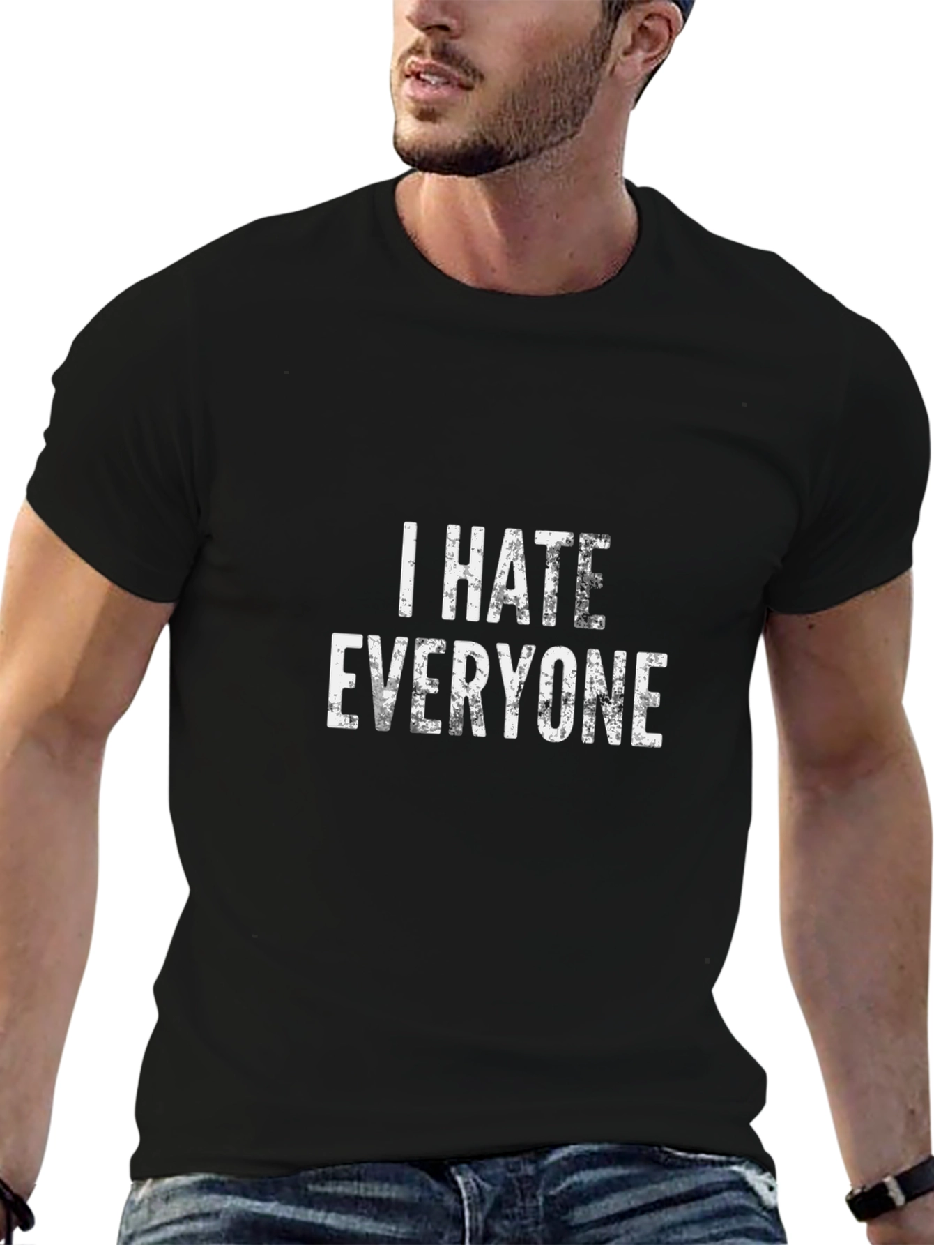 I Hate Everyone Graphic Print Black T-Shirt