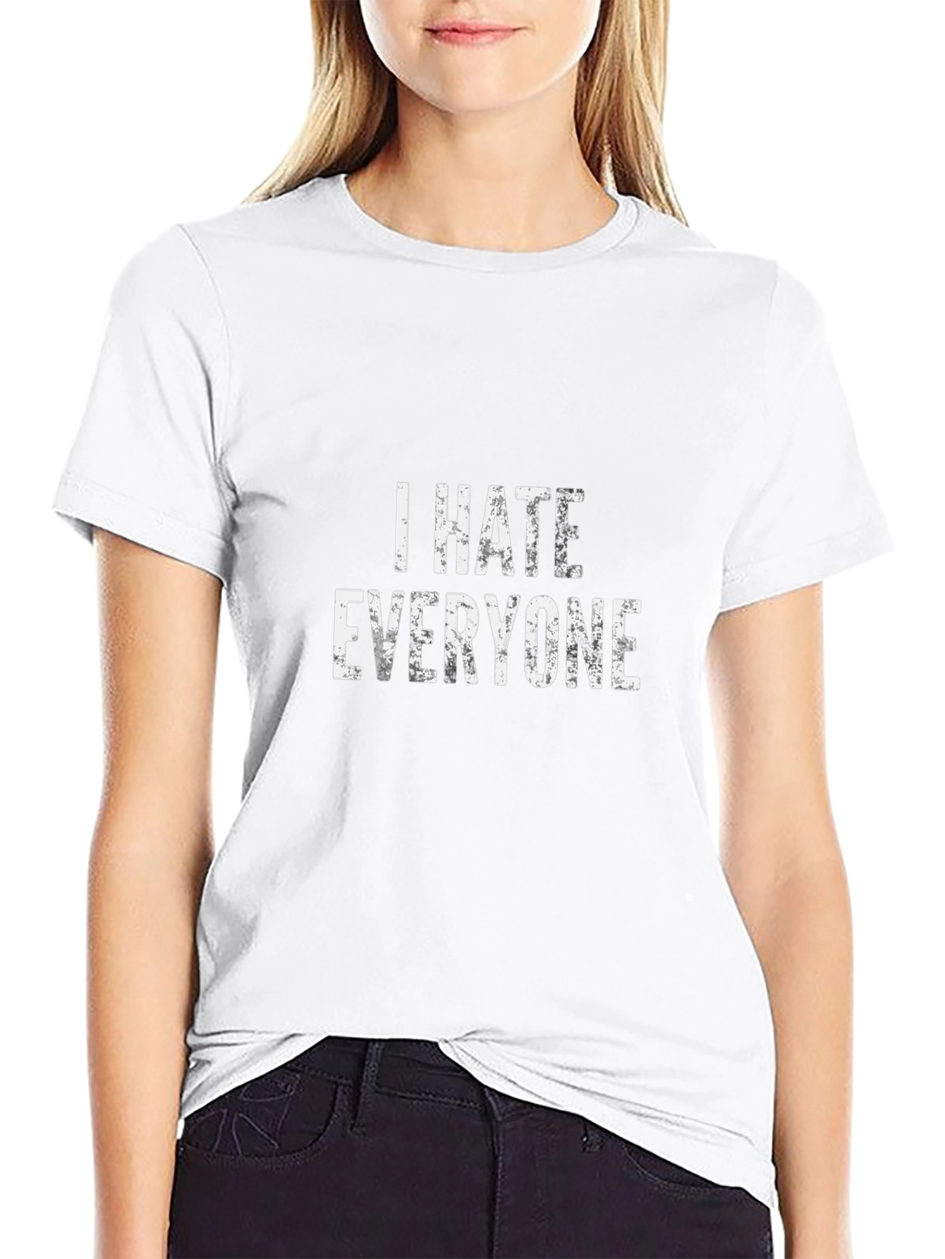 I Hate Everyone Graphic Print Black T-Shirt