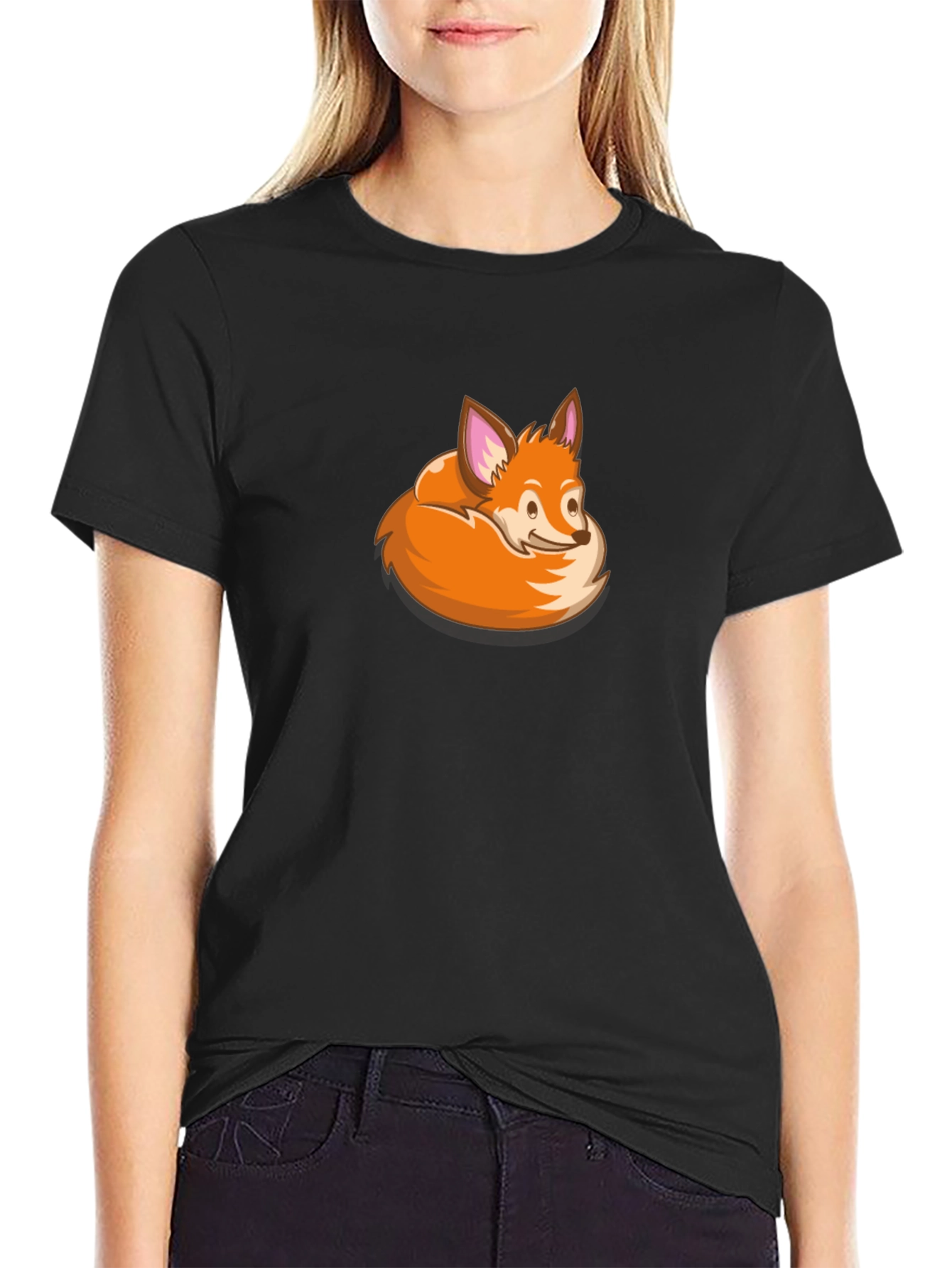 Fox Graphic Print Black T-Shirt