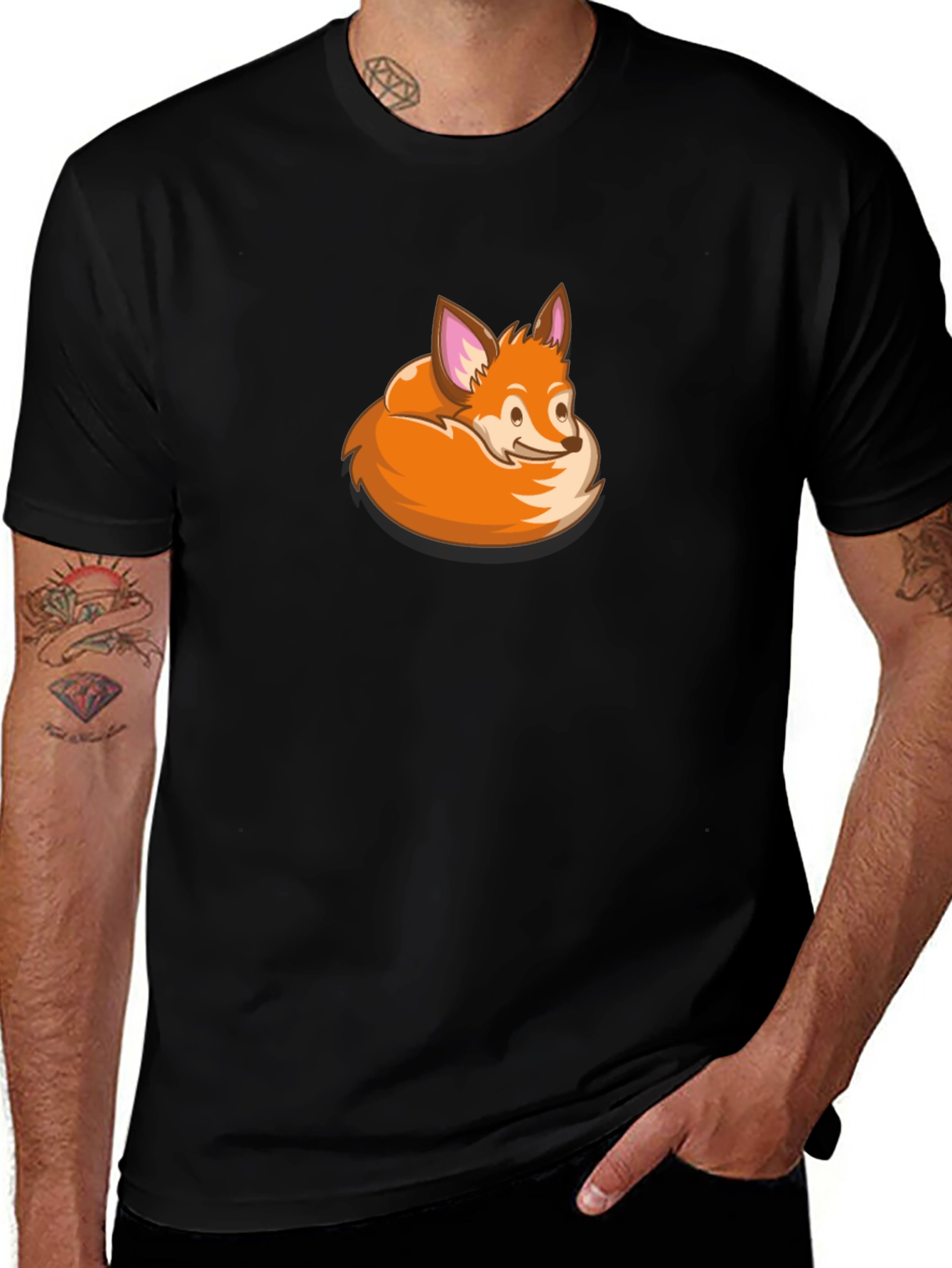 Fox Graphic Print Black T-Shirt