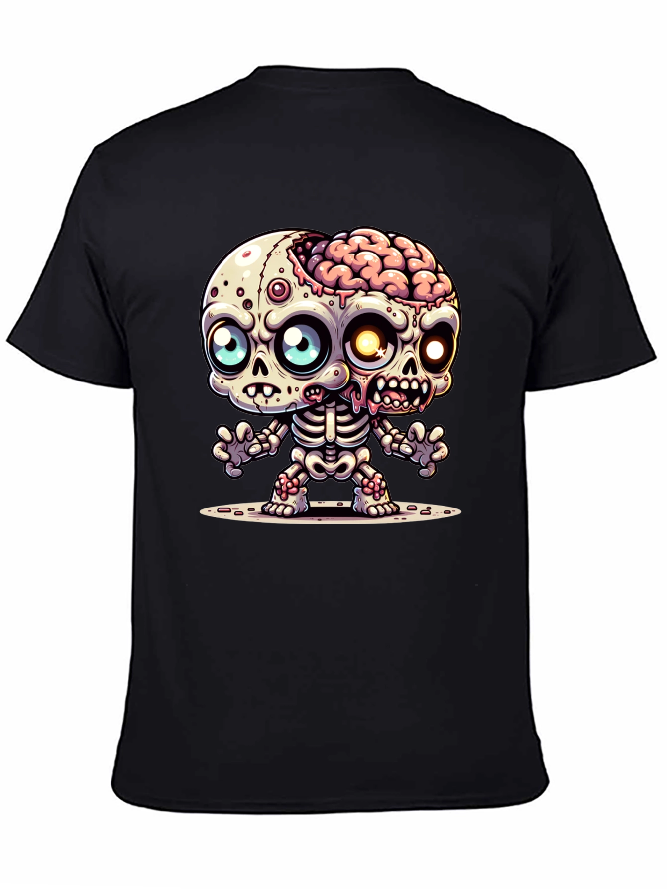 Cartoon Zombie Graphic Tee - Fun Halloween Shirt