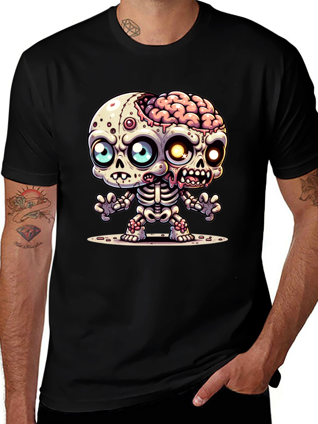 Cartoon Zombie Graphic Tee - Fun Halloween Shirt