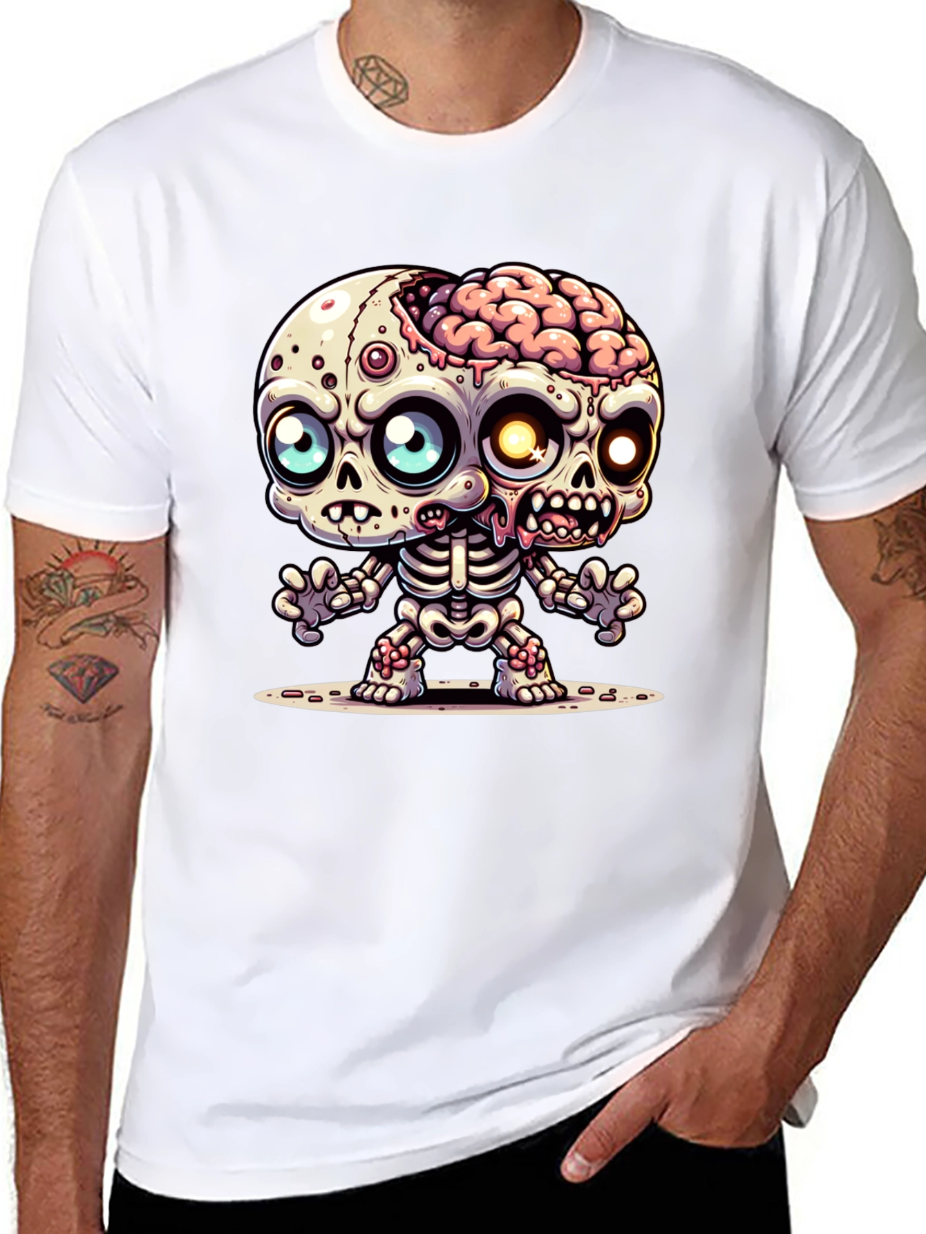 Cartoon Zombie Graphic Tee - Fun Halloween Shirt