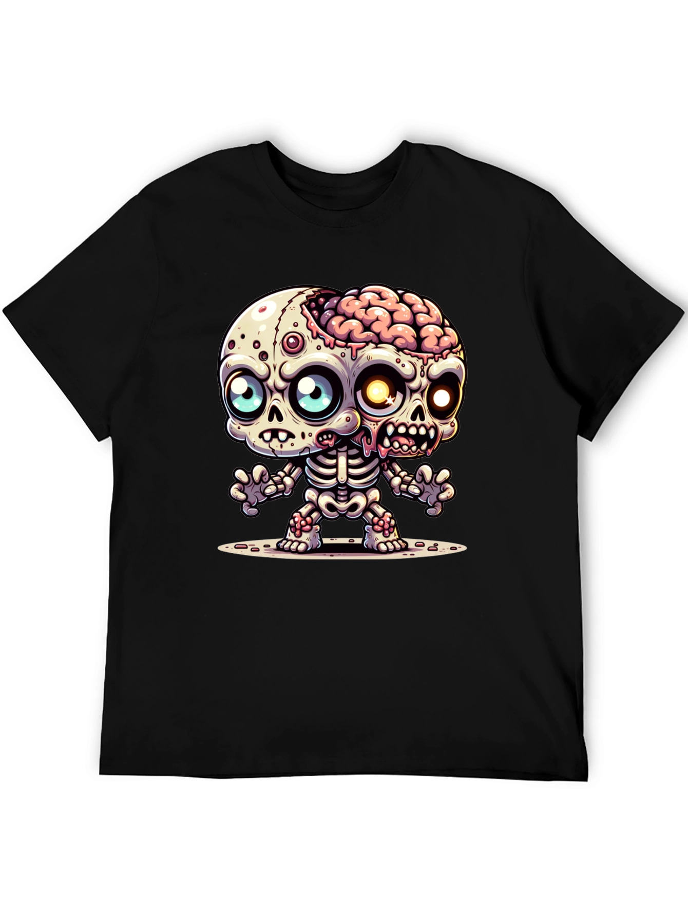 Cartoon Zombie Graphic Tee - Fun Halloween Shirt