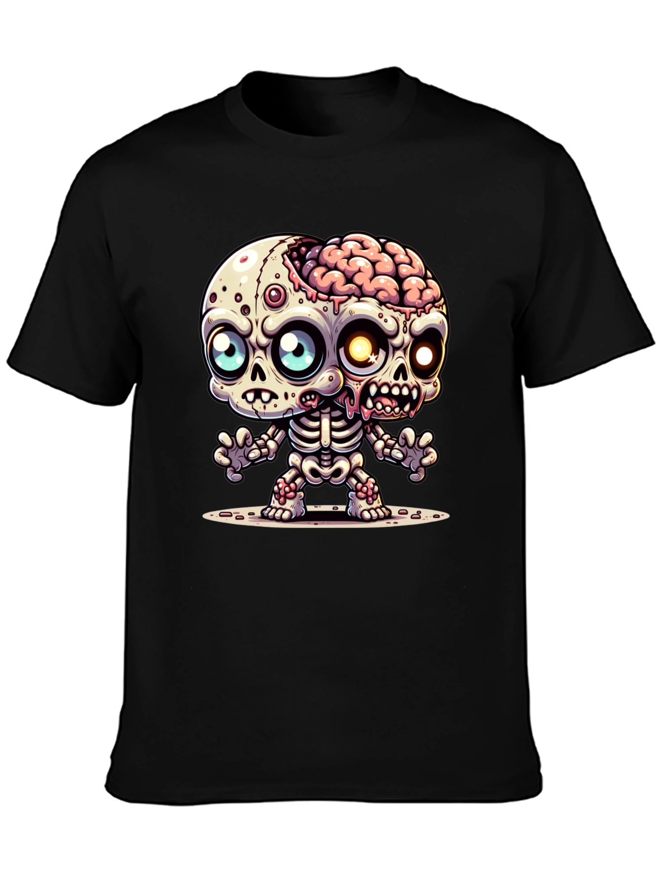 Cartoon Zombie Graphic Tee - Fun Halloween Shirt