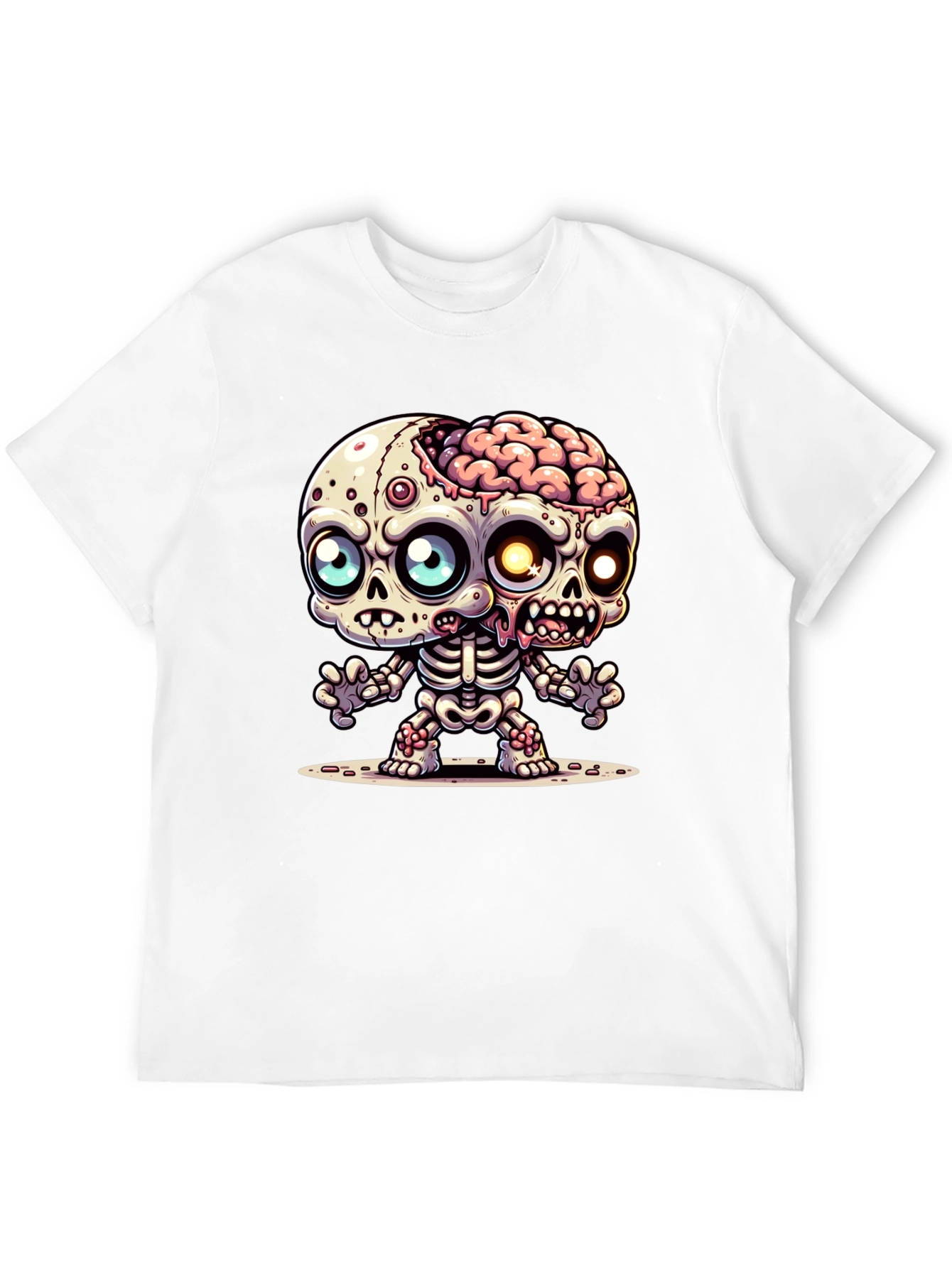 Cartoon Zombie Graphic Tee - Fun Halloween Shirt