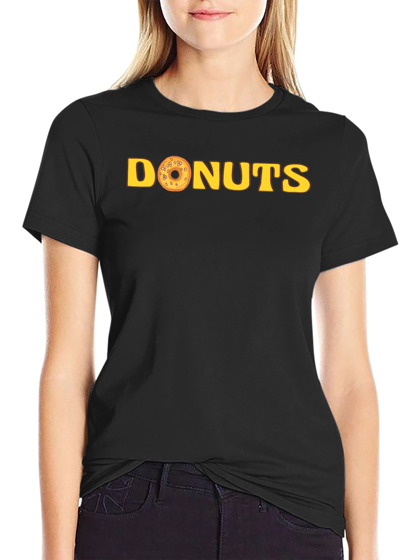 Donuts Graphic Tee - Black Cotton T-Shirt