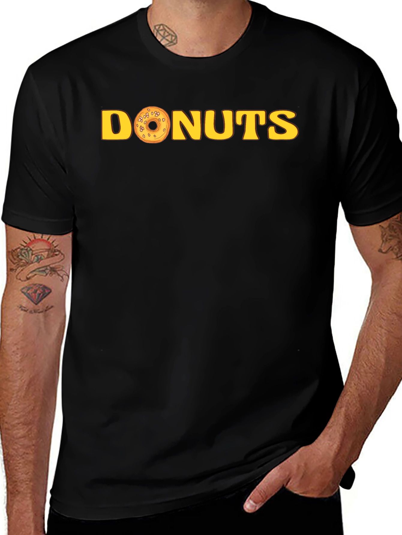 Donuts Graphic Tee - Black Cotton T-Shirt