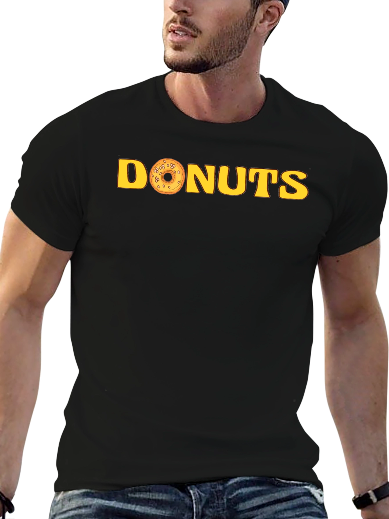 Donuts Graphic Tee - Black Cotton T-Shirt