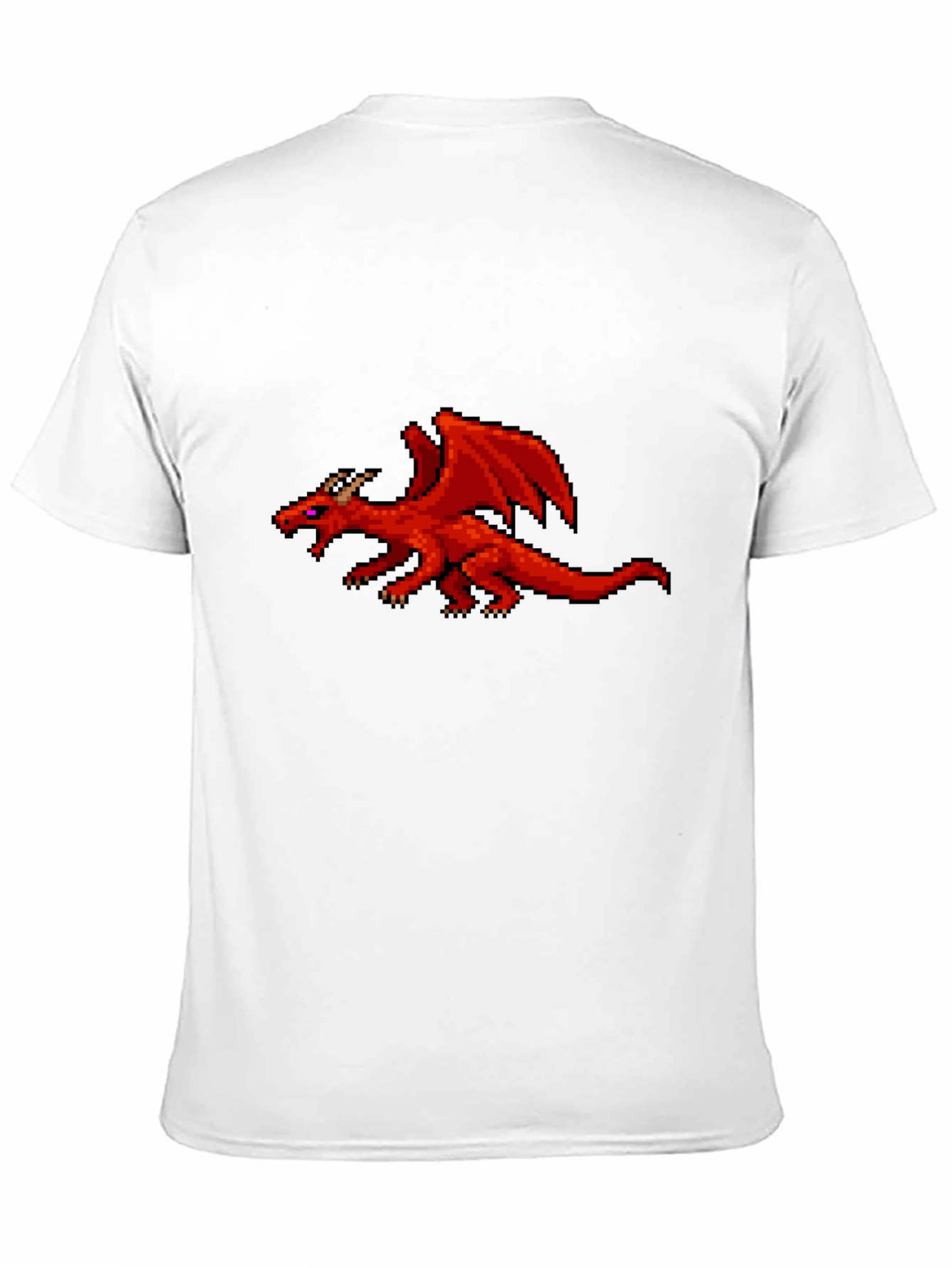 Pixel Red Dragon Graphic Black T-Shirt