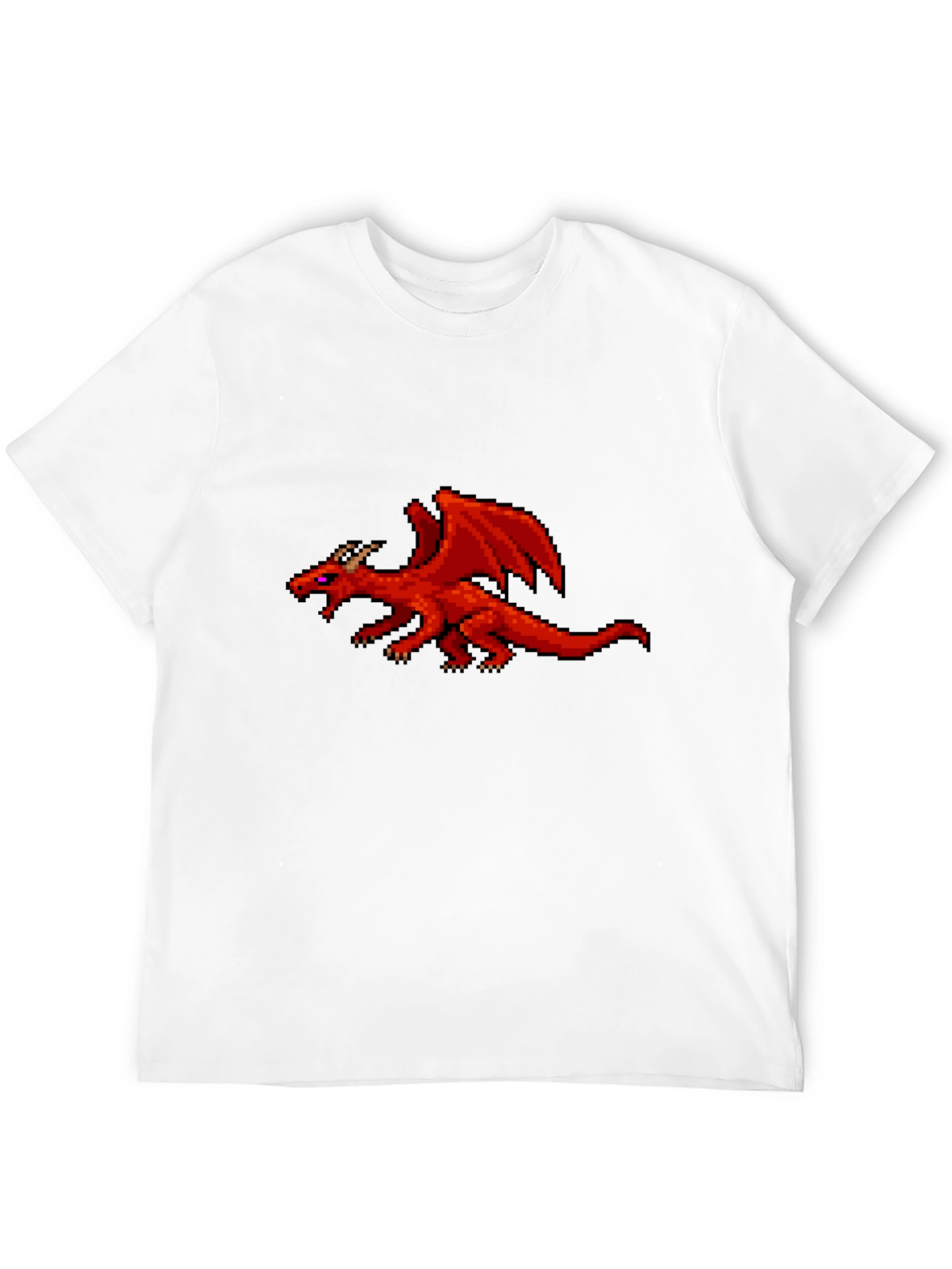 Pixel Red Dragon Graphic Black T-Shirt