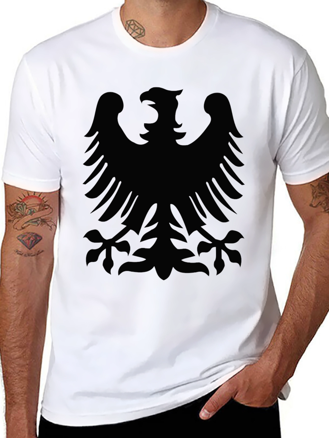 Black T-Shirt with Eagle Graphic Print