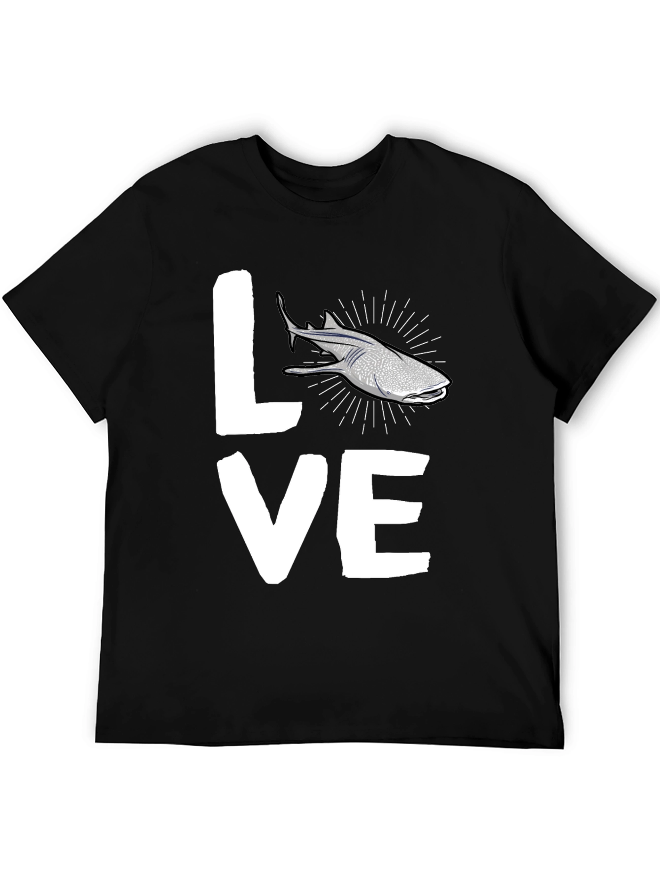 Love Whale Shark Graphic Black Tee