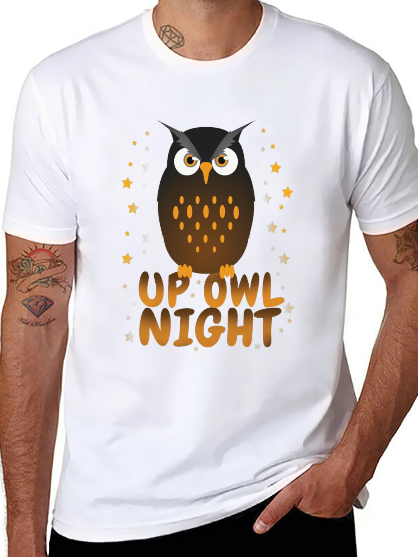 Up Owl Night T-Shirt - Unique Owl Design Tee