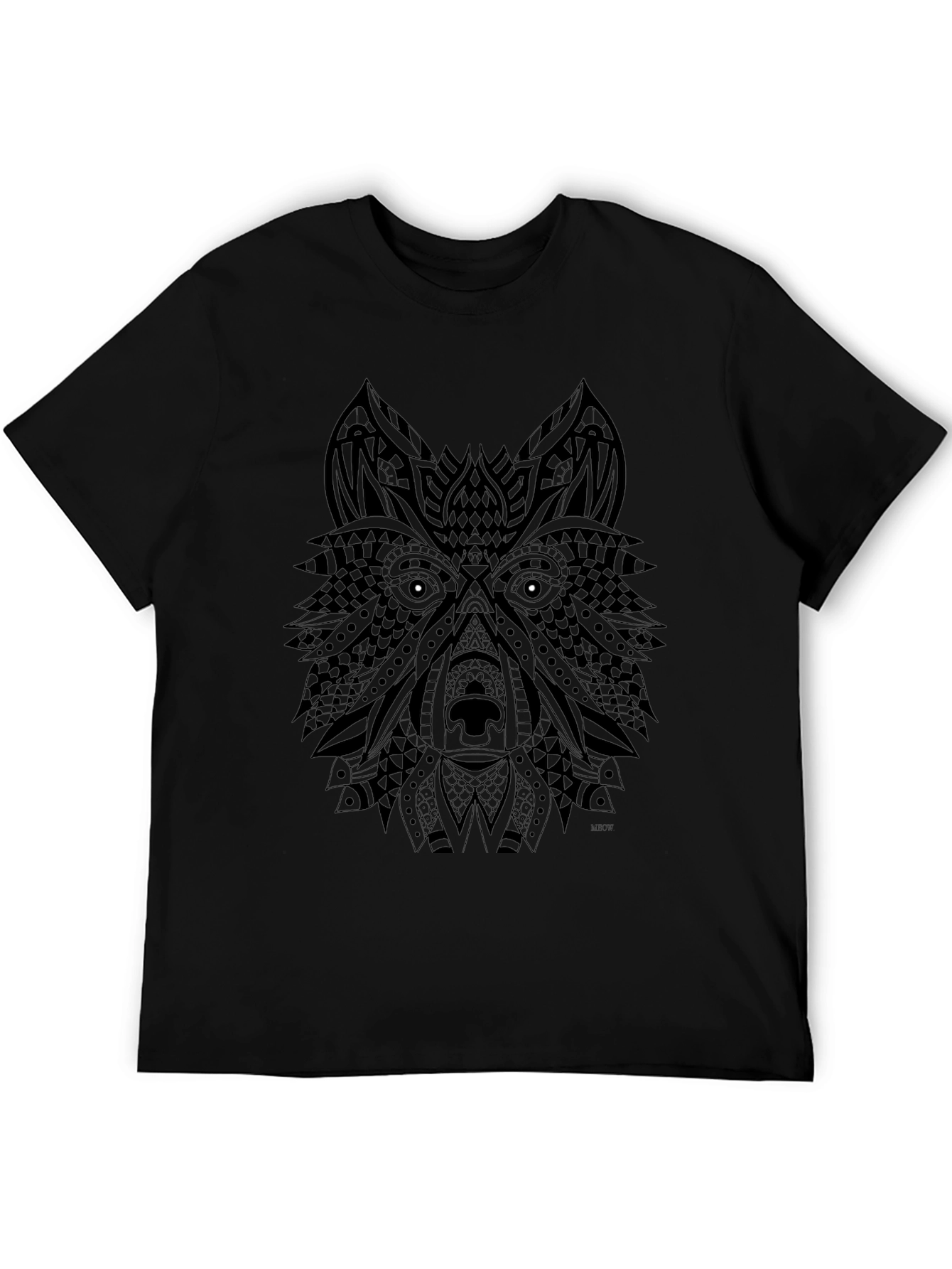 Wolf Graphic Black T-Shirt - Tribal Animal Design