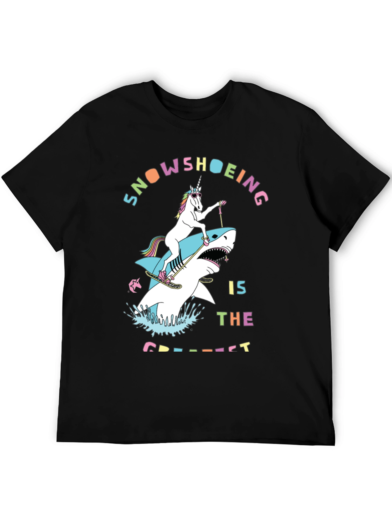 Snowshoeing Unicorn Shark Graphic Tee
