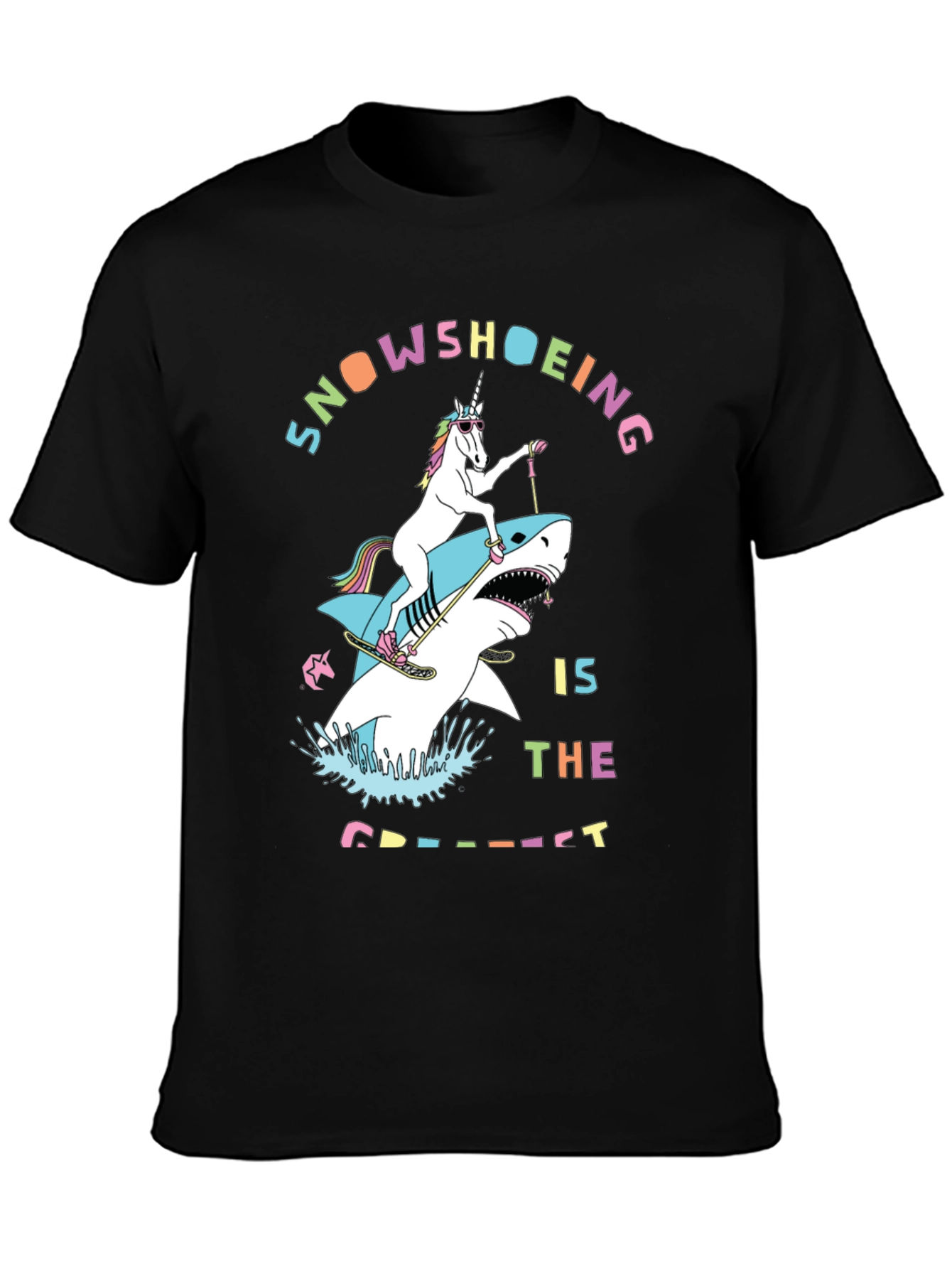 Snowshoeing Unicorn Shark Graphic Tee