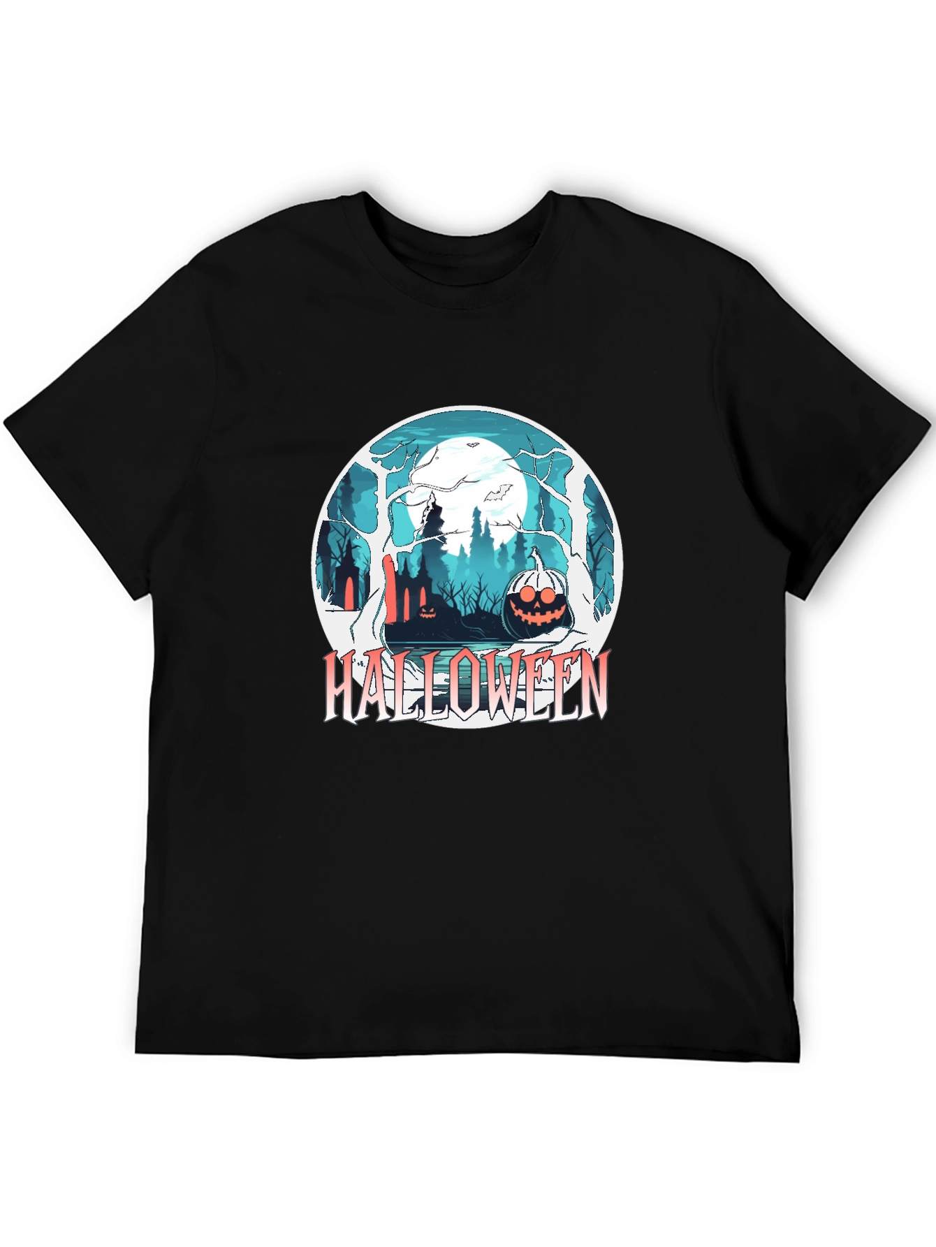 Halloween Forest Graphic Black T-Shirt