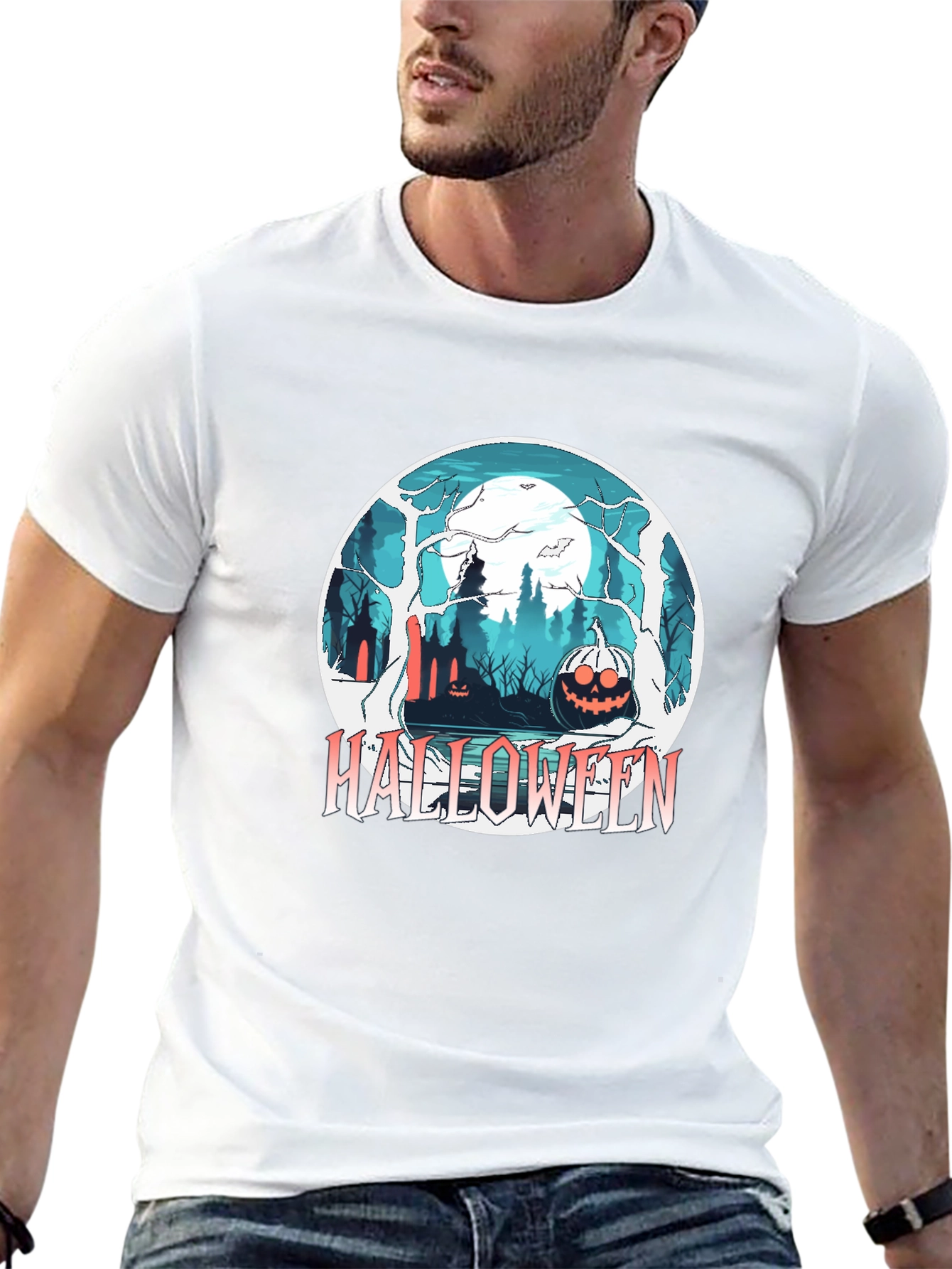 Halloween Forest Graphic Black T-Shirt