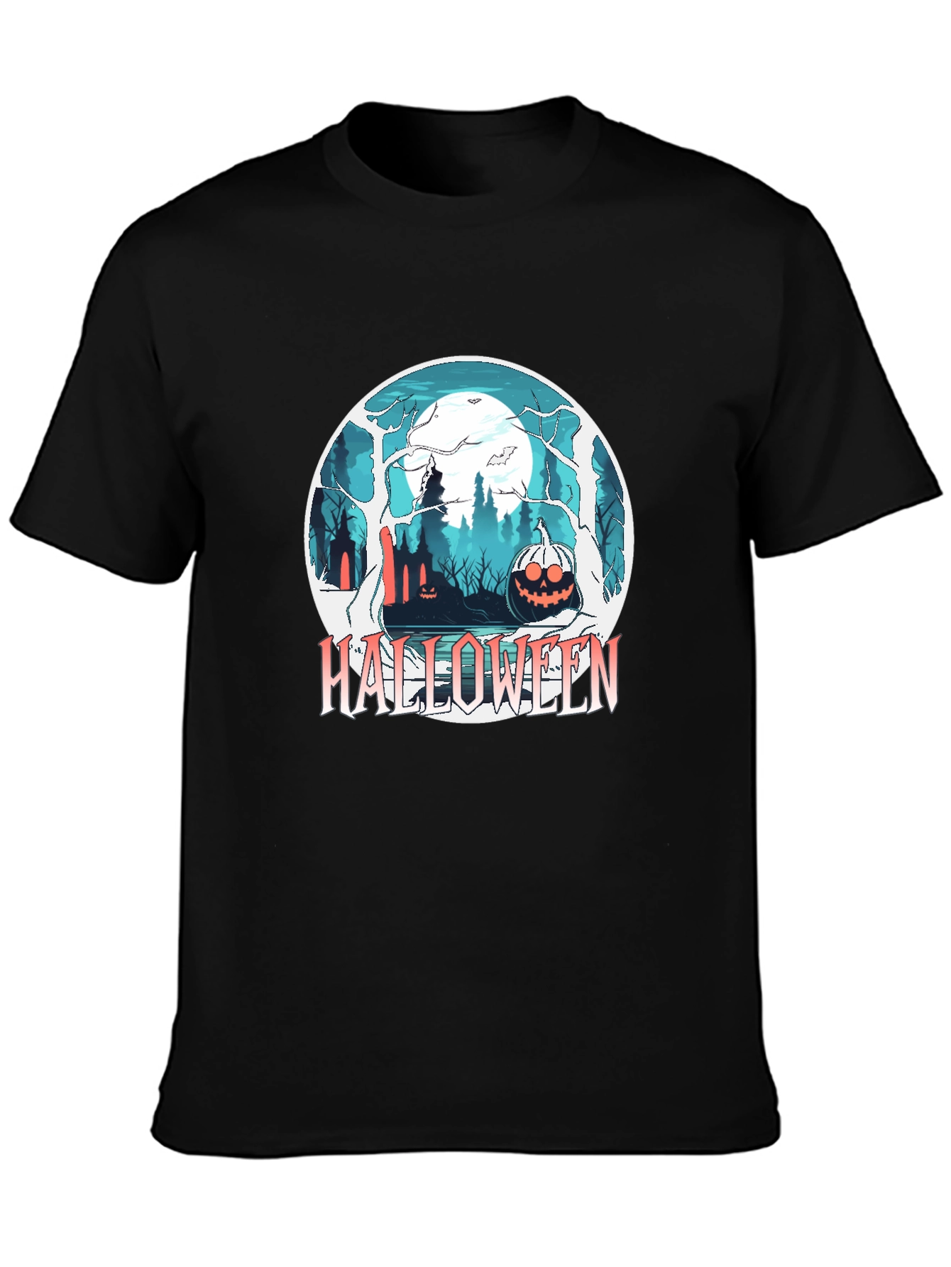 Halloween Forest Graphic Black T-Shirt