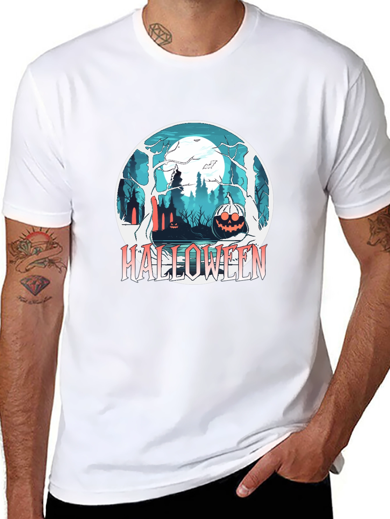 Halloween Forest Graphic Black T-Shirt