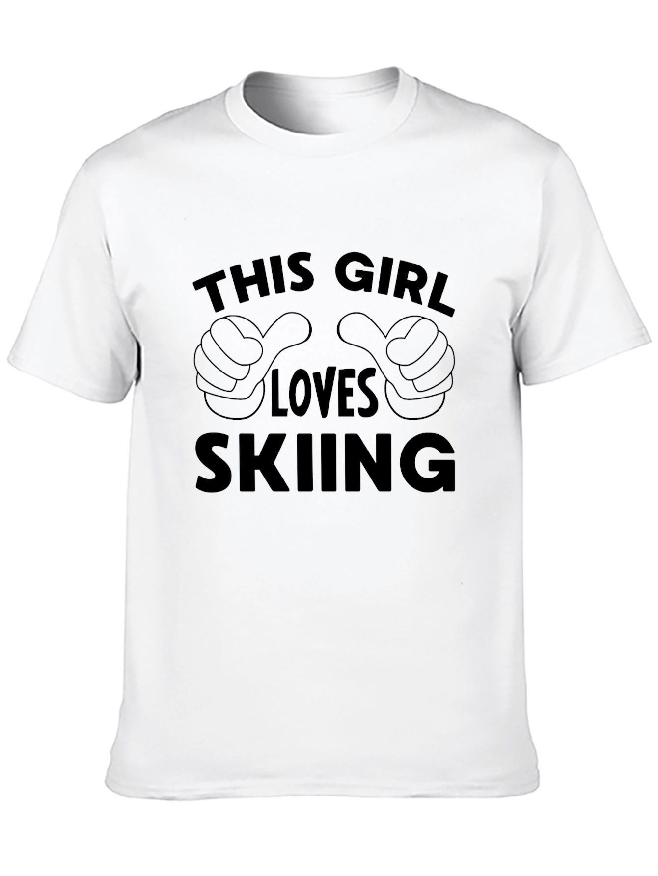 This Girl Loves Skiing Black Graphic T-Shirt