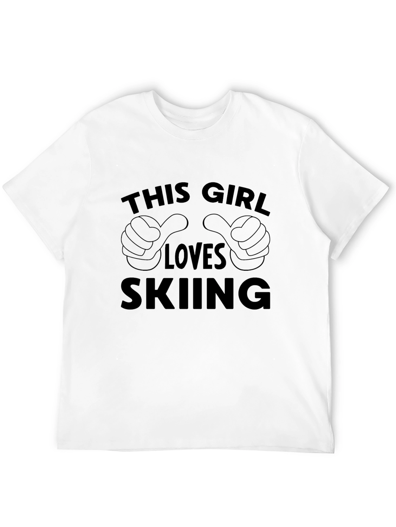 This Girl Loves Skiing Black Graphic T-Shirt