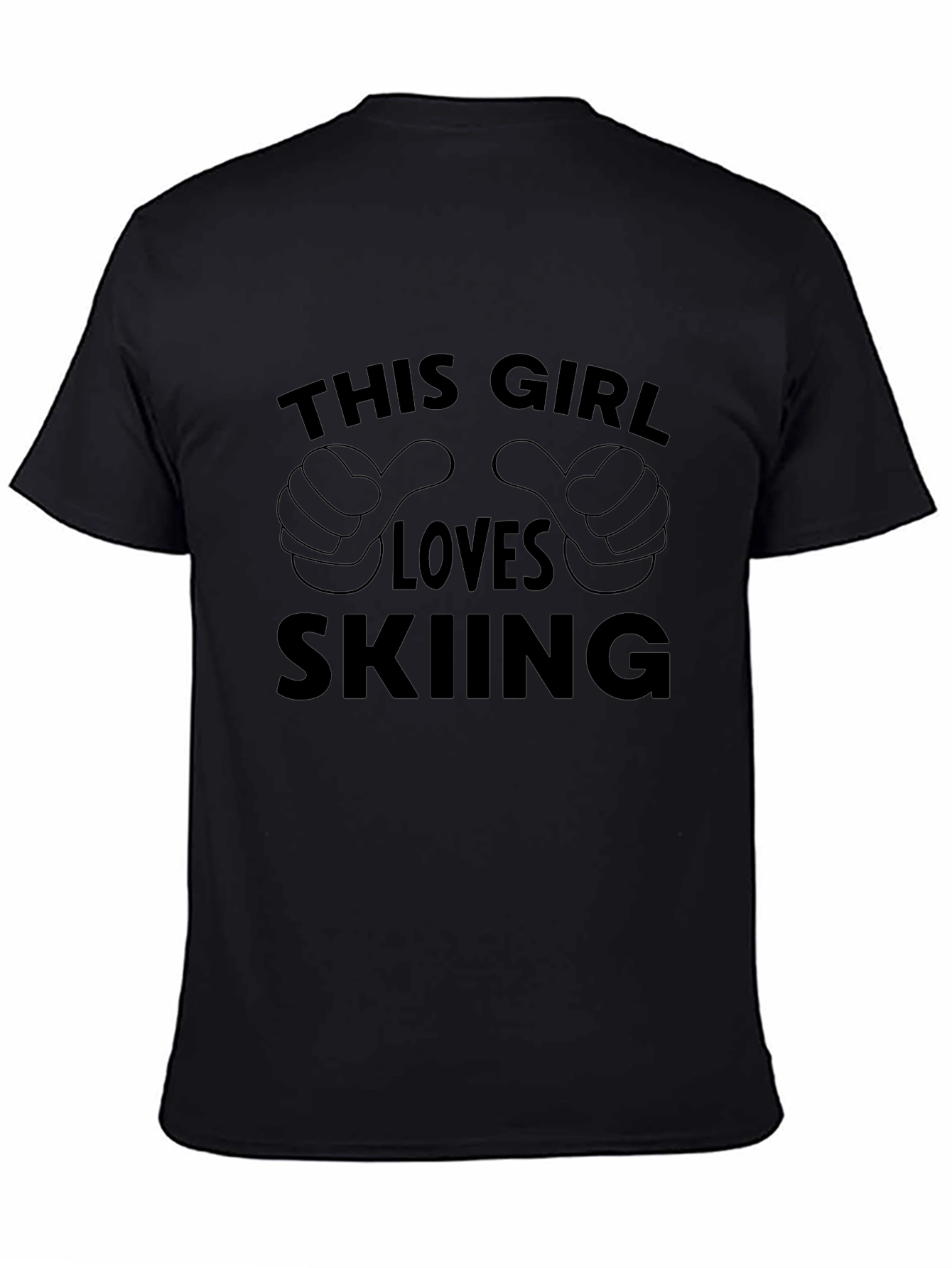 This Girl Loves Skiing Black Graphic T-Shirt
