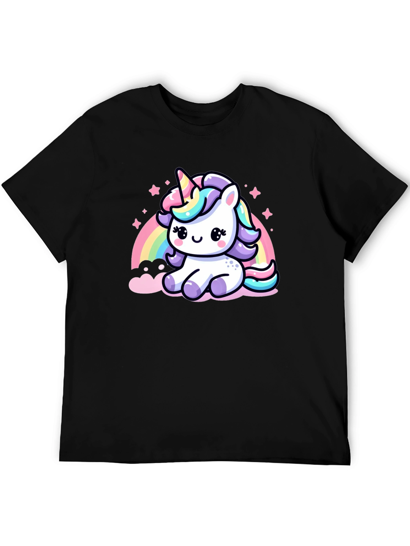 Cute Unicorn Graphic Black T-Shirt