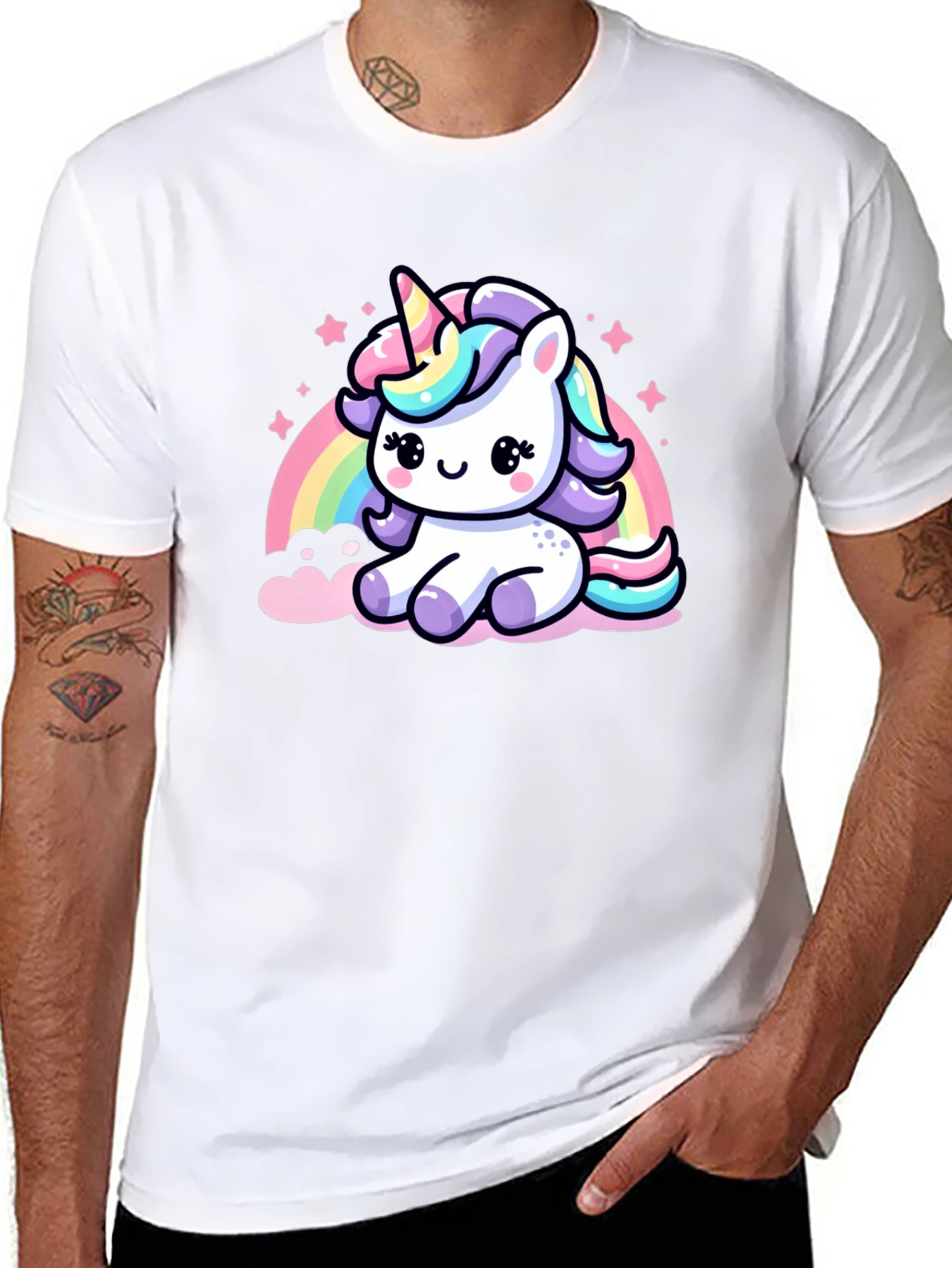 Cute Unicorn Graphic Black T-Shirt
