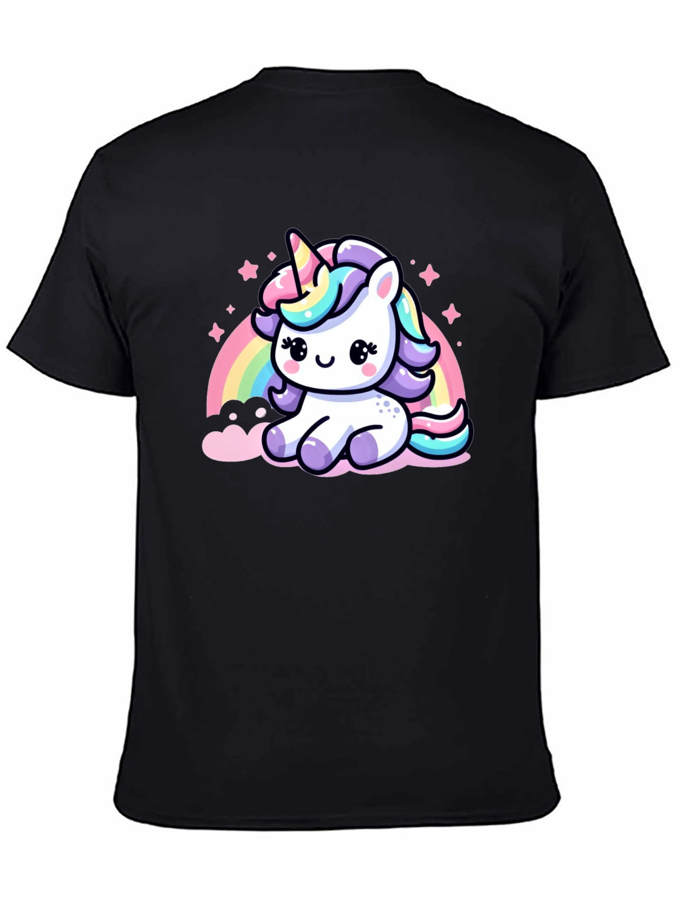 Cute Unicorn Graphic Black T-Shirt