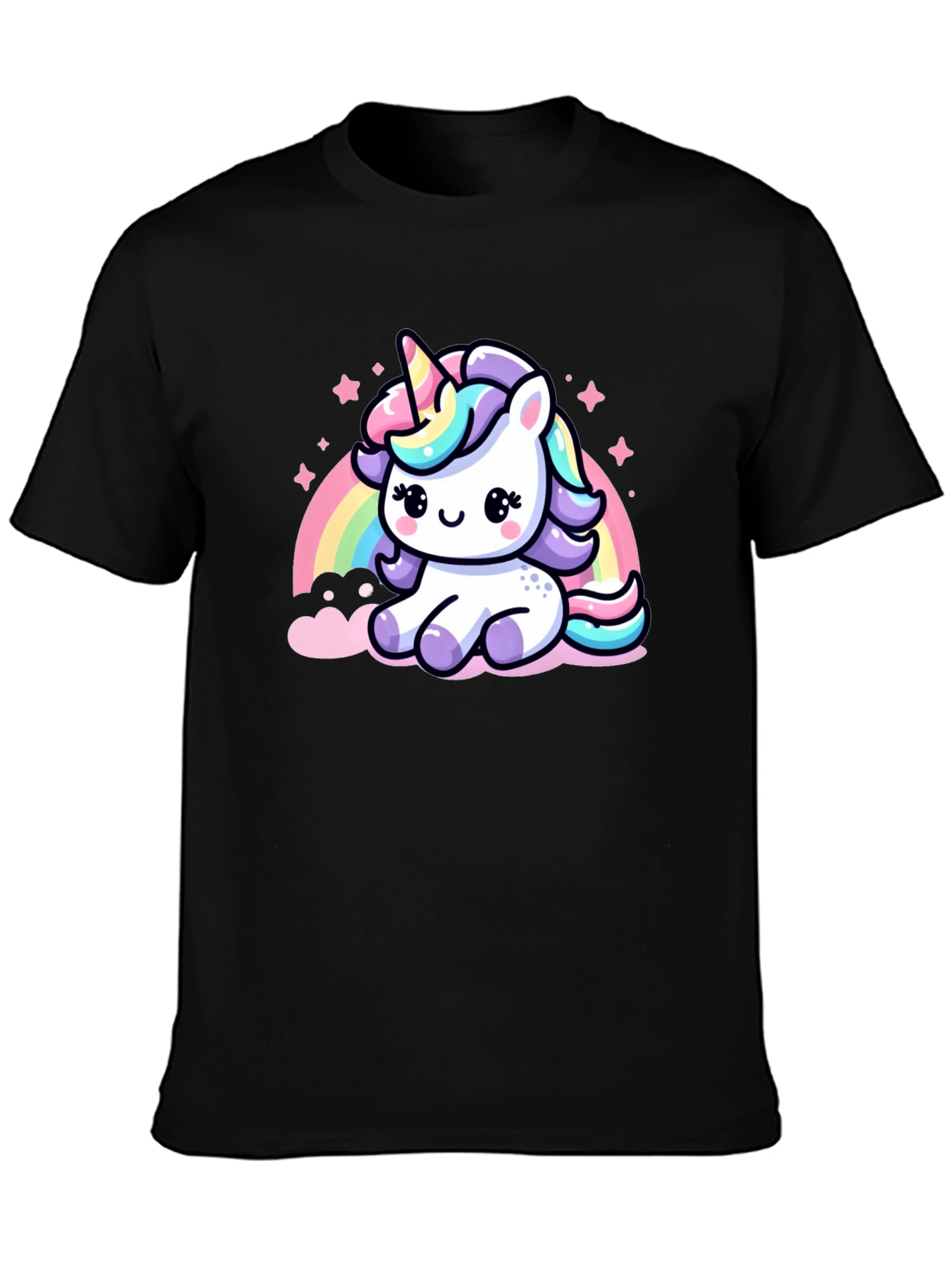 Cute Unicorn Graphic Black T-Shirt